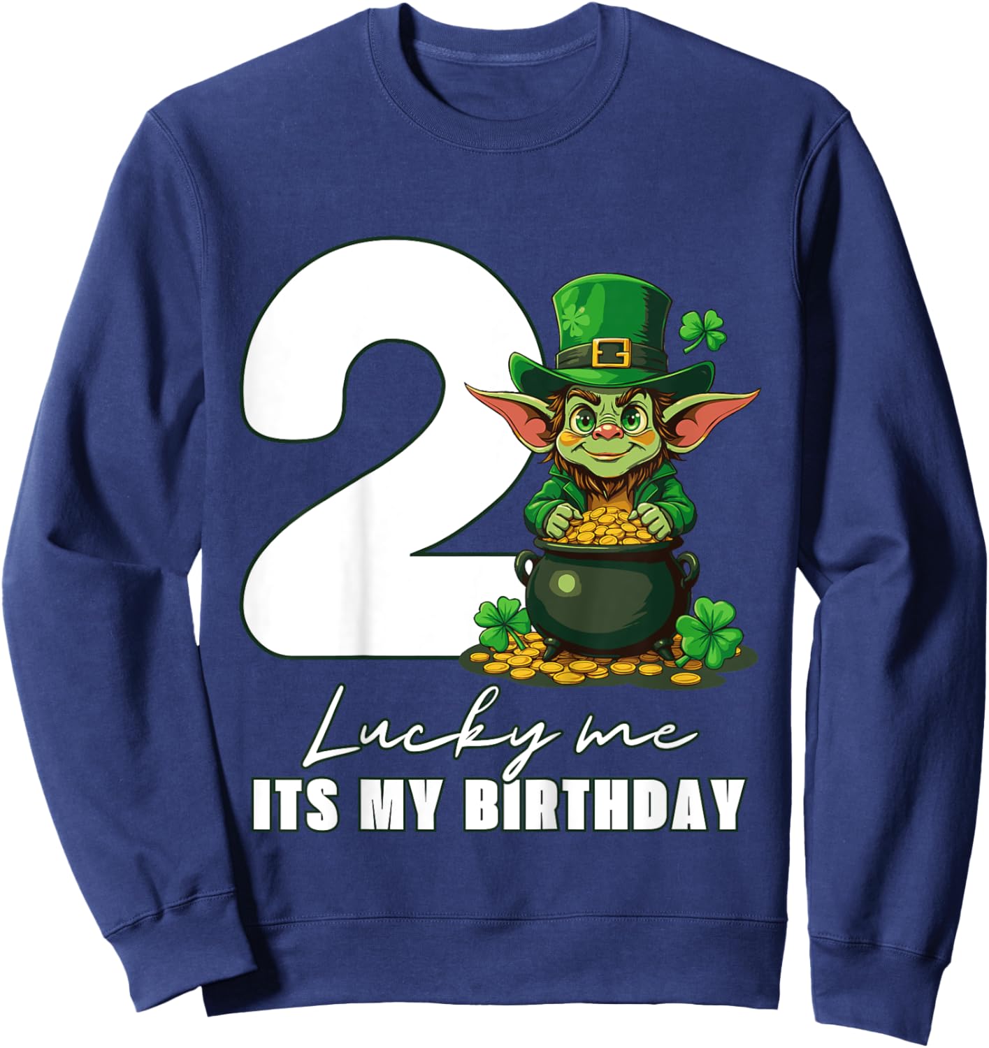 Kids 2nd Two St. Patrick's Day Birthday Sweatshirt - Sweatshirt | Navy