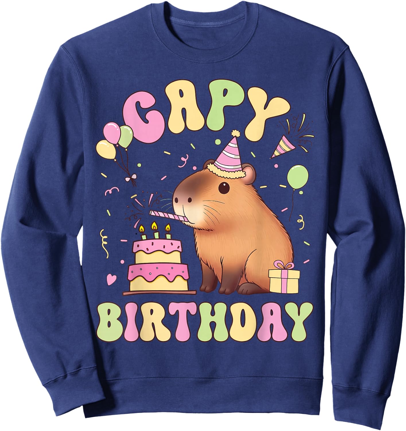 Funny Cute Capy Birthday Funny Capybara Animals Boys Girls Sweatshirt - Sweatshirt | Navy