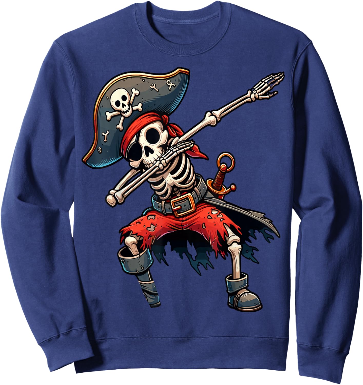 Dabbing Skeleton Pirate Kids Sweatshirt - Sweatshirt | Navy