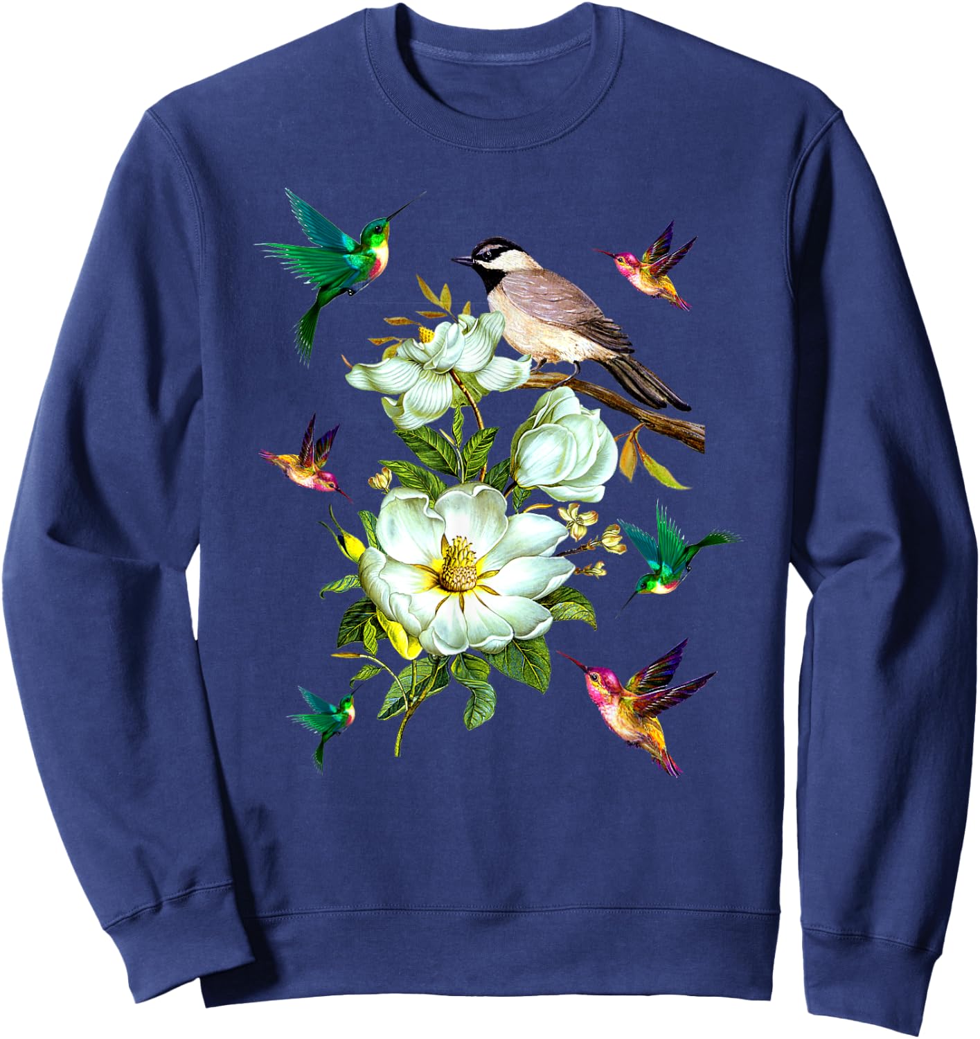 Hummingbird Flowers T Shirt Gift Lover Women Men Kids Sweatshirt - Sweatshirt | Navy