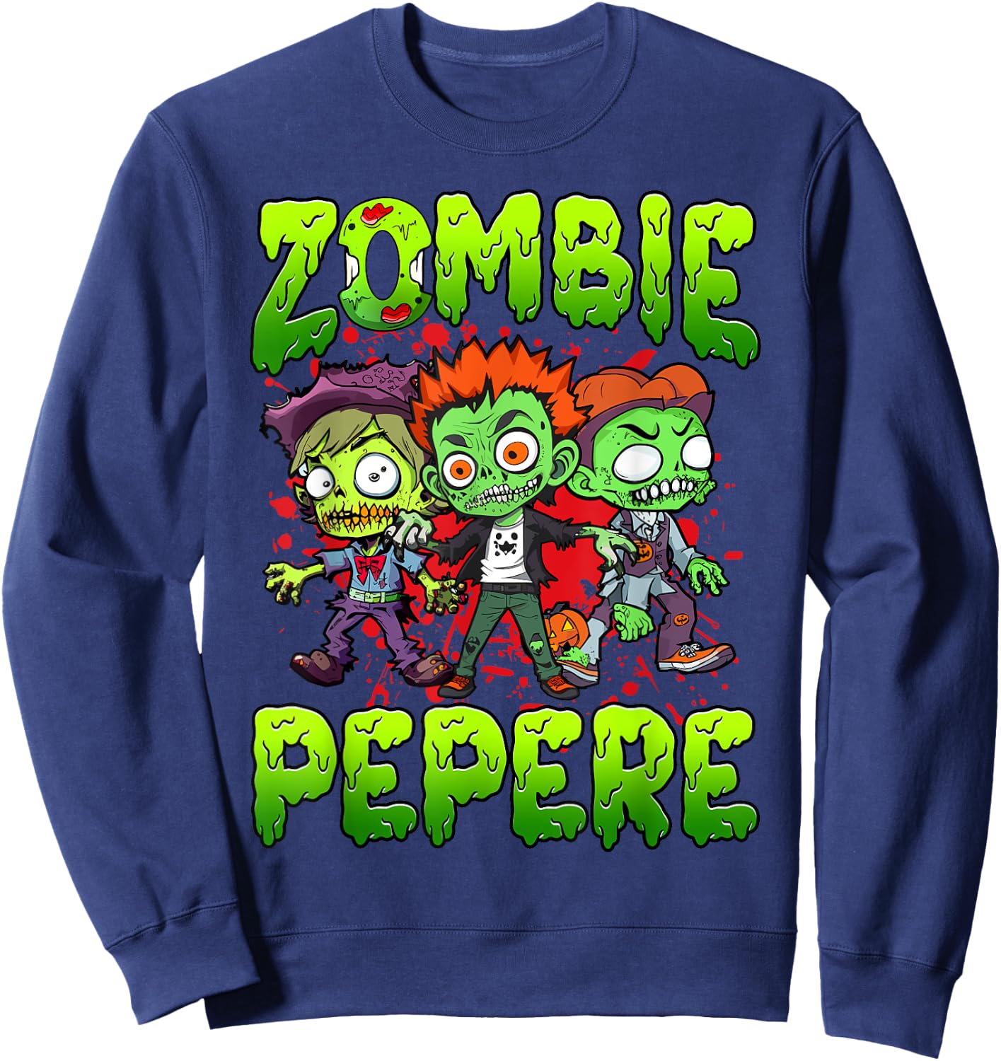 Zombie Pepere Halloween Costume Family Matching Sweatshirt - Sweatshirt | Navy