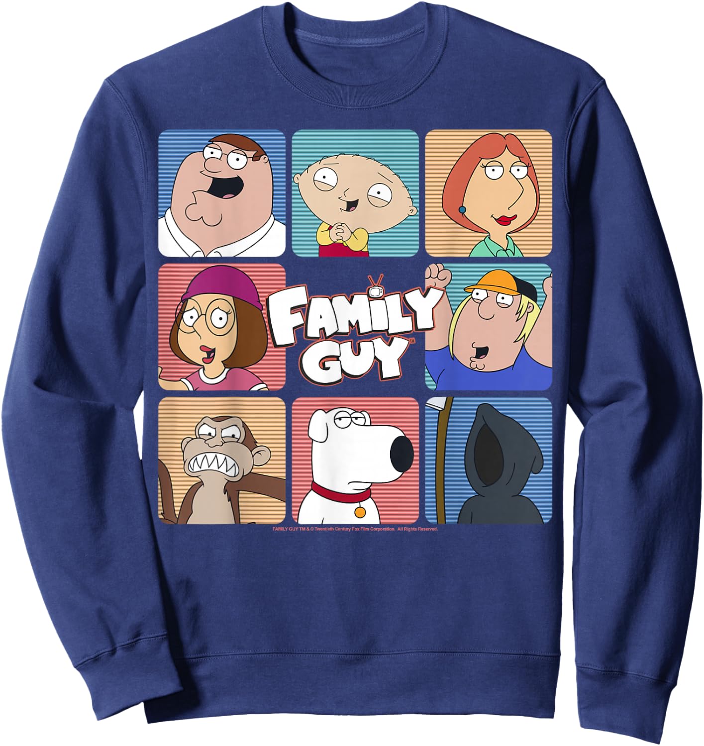 Family Guy Iconic Griffin Family Group Shot Big Chest Panels Sweatshirt - Sweatshirt | Navy