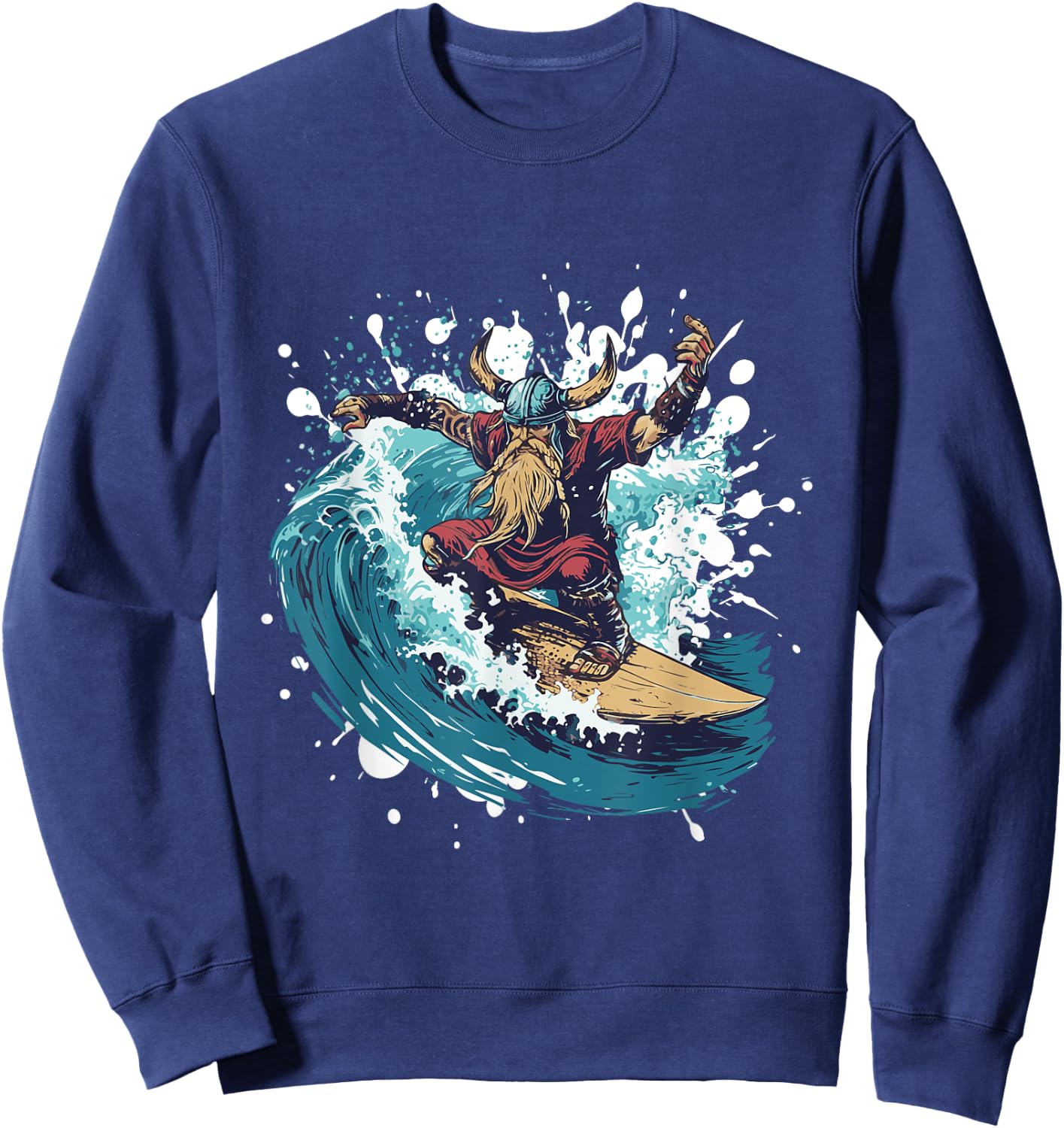Viking On Surfboard | Odin Surfing Sweatshirt - Sweatshirt | Navy