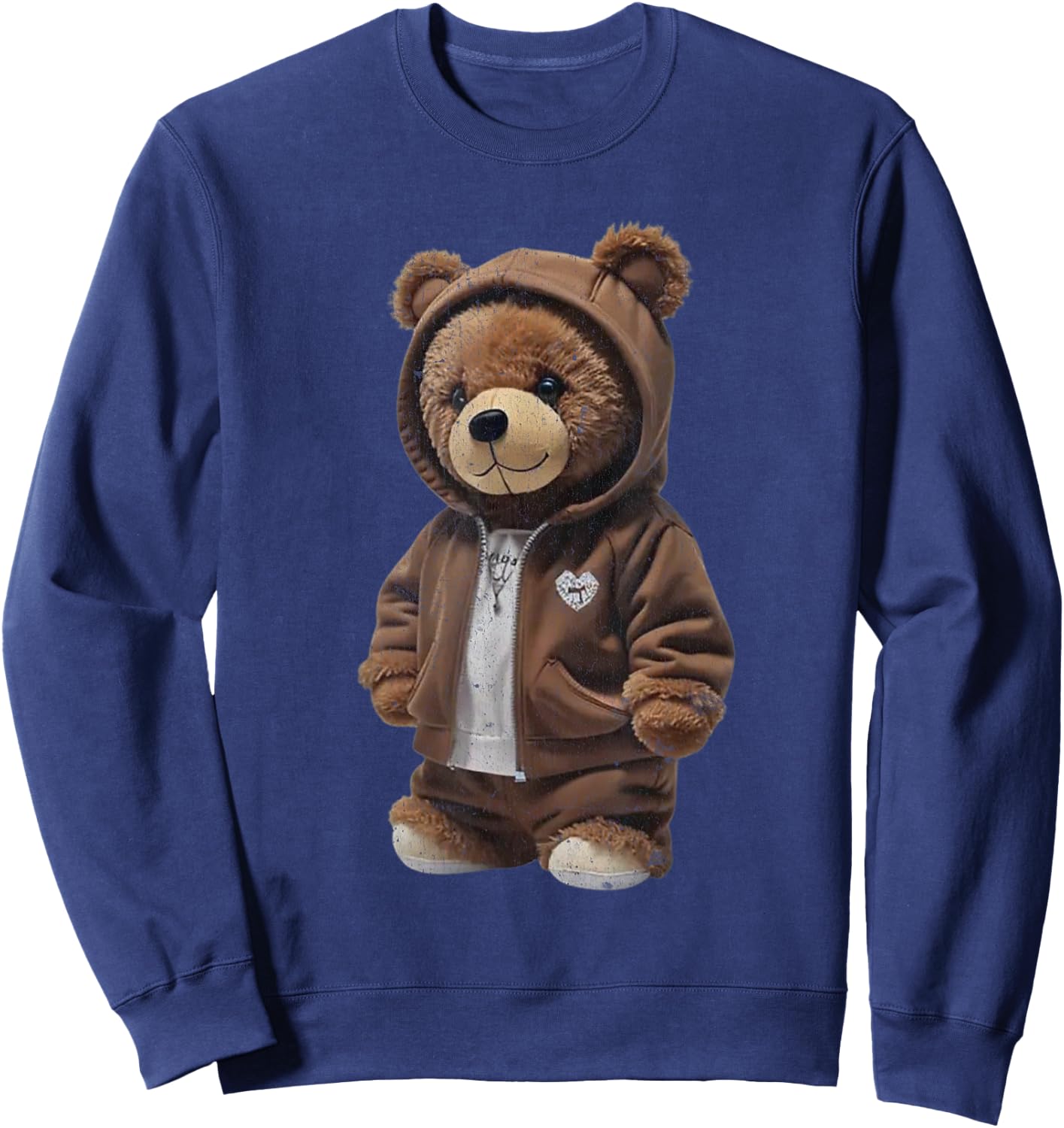 Cute Plush Bear in Brown Outfit Sweatshirt - Sweatshirt | Navy