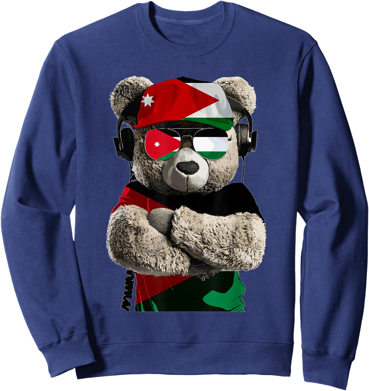 Jordanian Flag Bear Sunglasses Souvenirs Products Jordan Sweatshirt - Sweatshirt | Navy