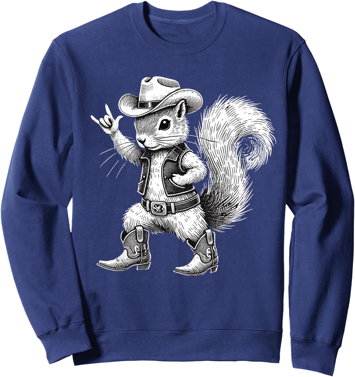 Vintage Squirrel Funny Cowboy Cowgirl Western Country Animal Sweatshirt - Sweatshirt | Navy
