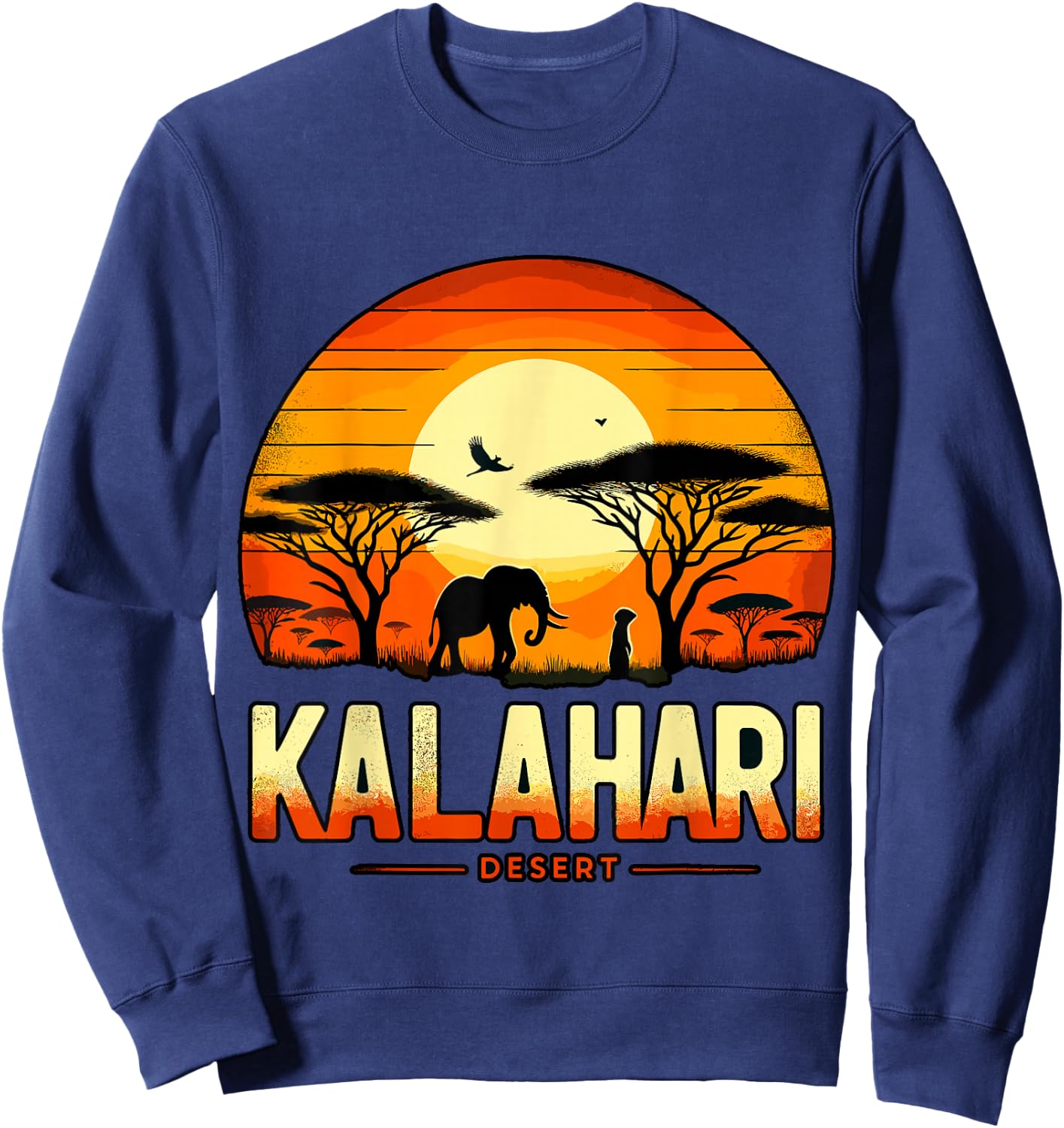 Kalahari Desert Africa Safari Elephant Sunset Sweatshirt - Sweatshirt | Navy