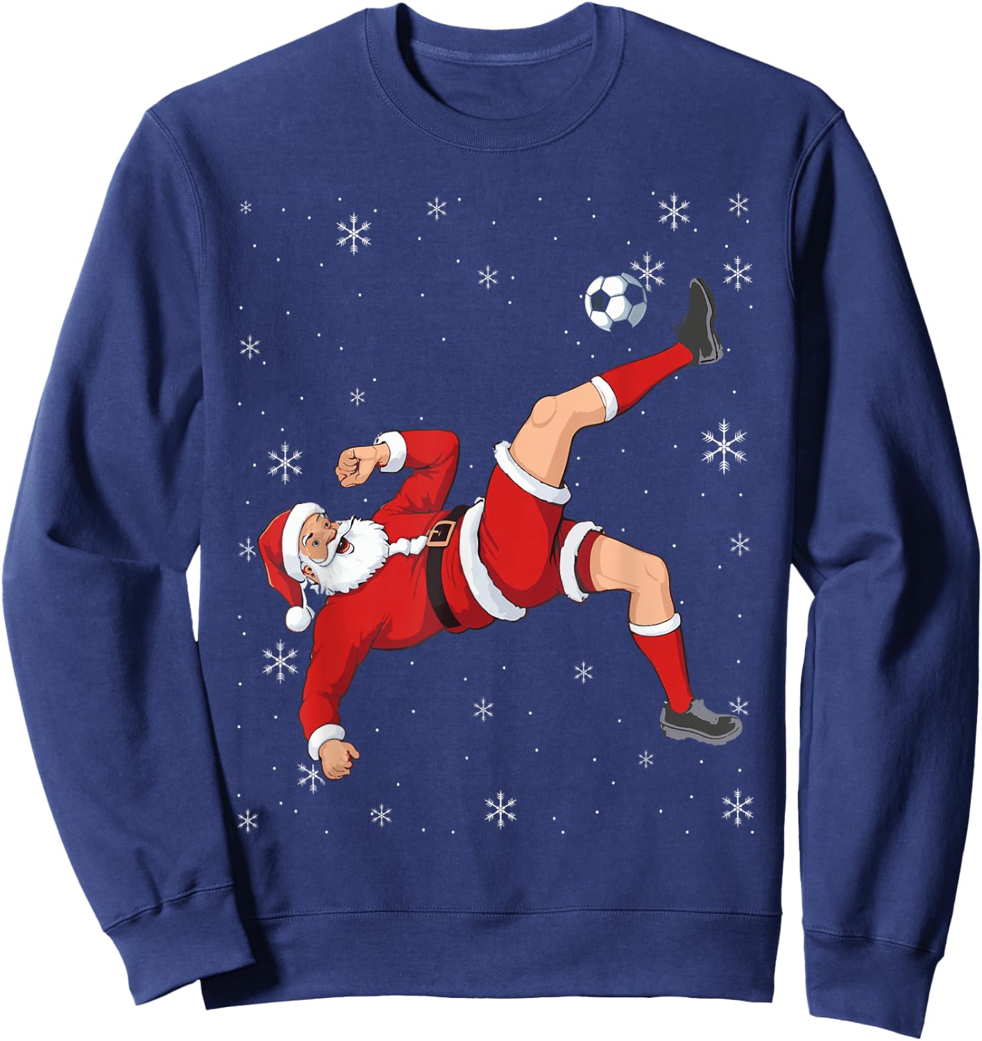 Soccer Christmas Santa Bicycle Kick Xmas Boys Men Ball Sport Sweatshirt - Sweatshirt | Navy