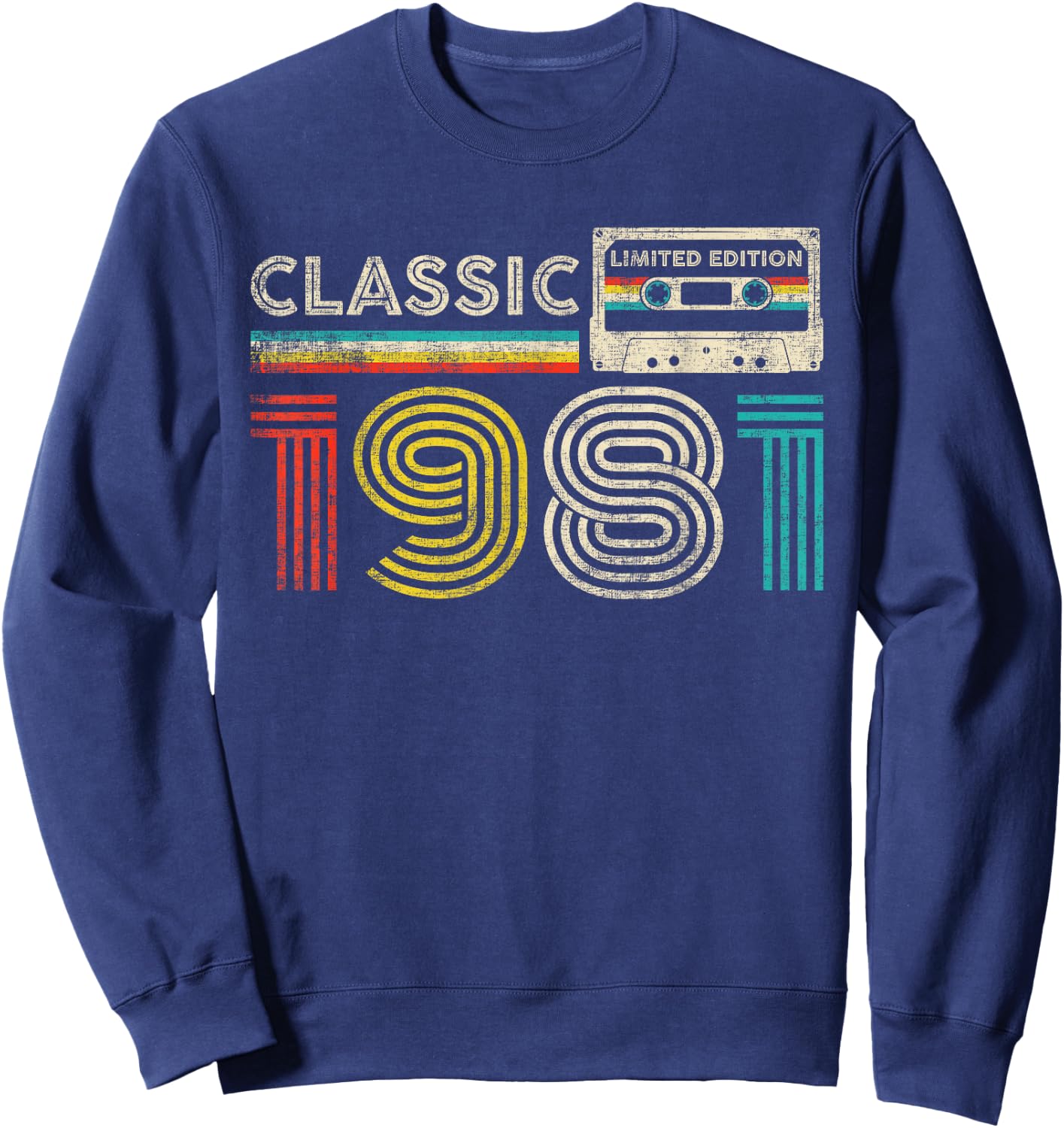 Classic 1981 Vintage 1981 Cassette Tape Men Women Birthday Sweatshirt - Sweatshirt | Navy