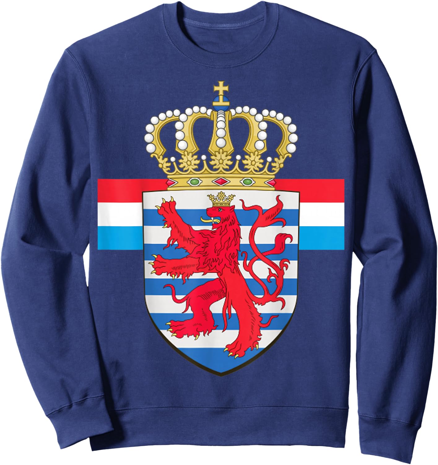 Luxembourg National Lion Emblem and Flag Sweatshirt - Sweatshirt | Navy