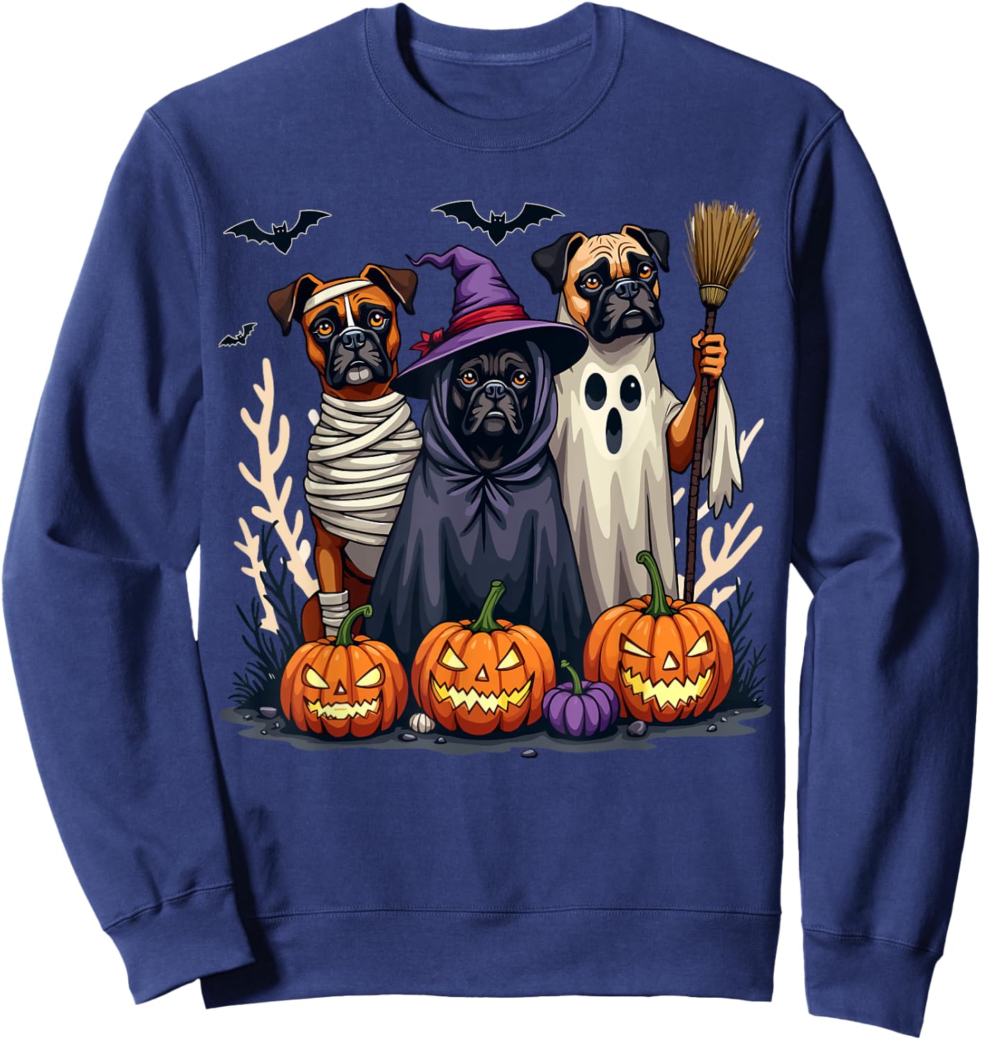 Boxer Halloween Costume Cute Spooky Dog Lover Men Women Kids Sweatshirt - Sweatshirt | Navy