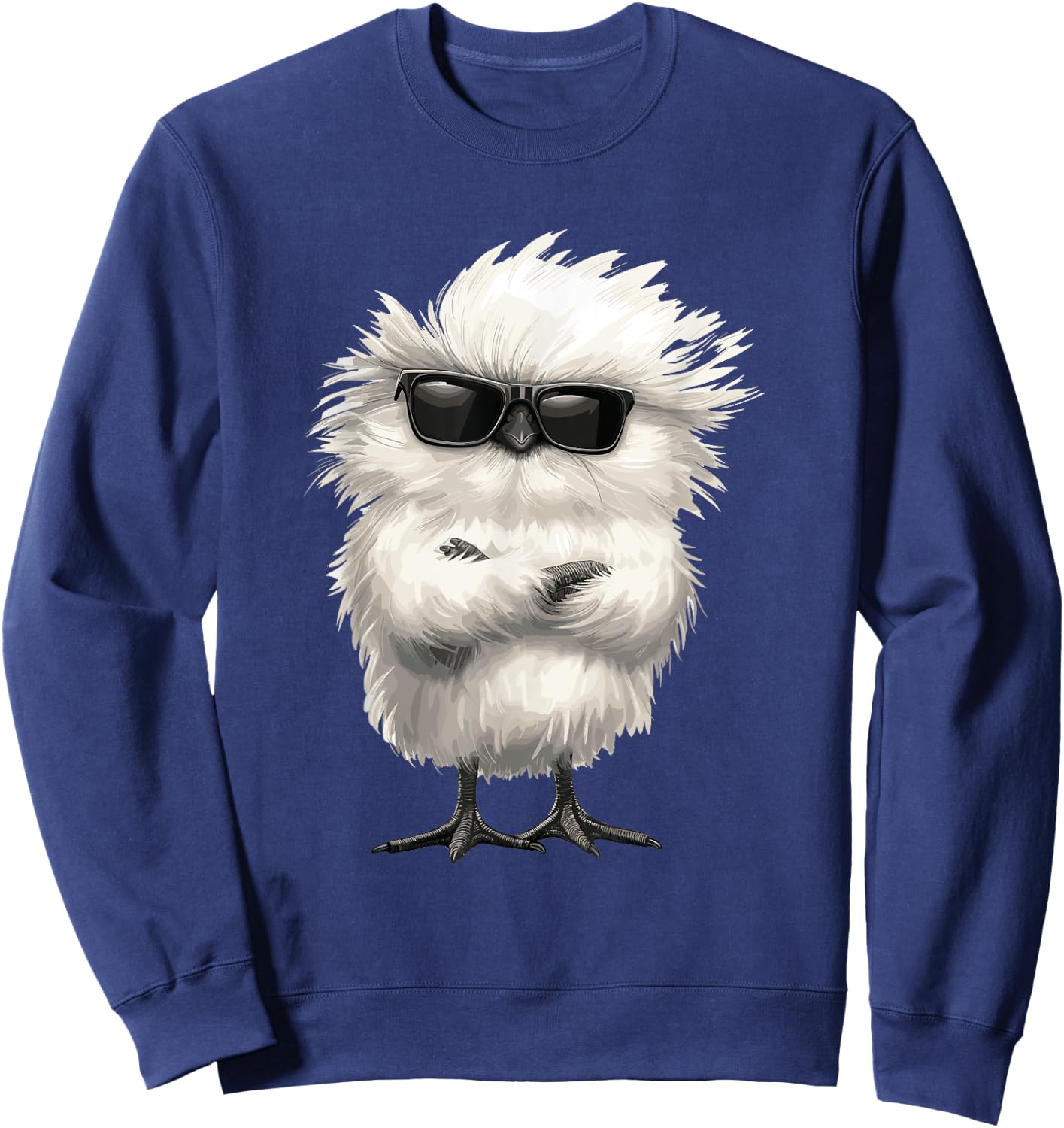 Silky Chicken Stuffed Animal Sunglasses Silkie Chicken Sweatshirt - Sweatshirt | Navy