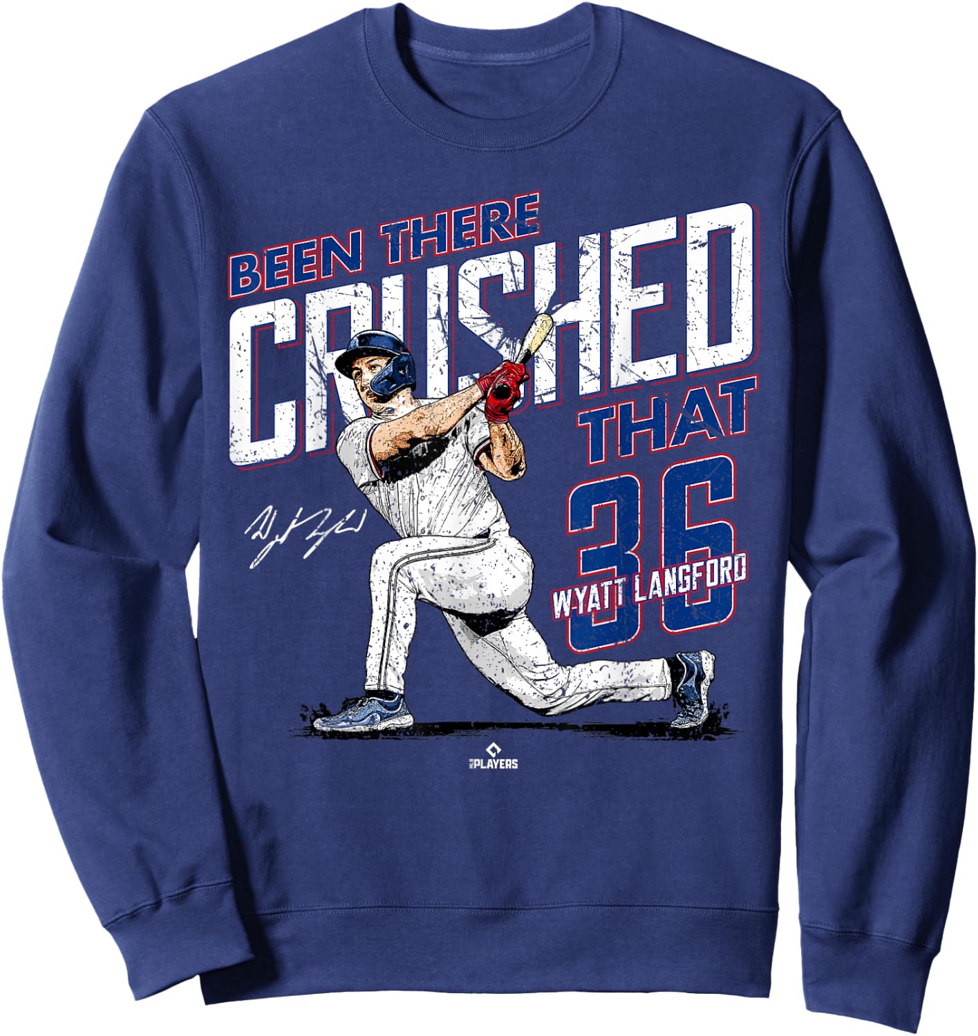 Ballpark MVP Been There Crushed That Wyatt Langford Texas MLBPA , Small, Black Sweatshirt - Sweatshirt | Navy