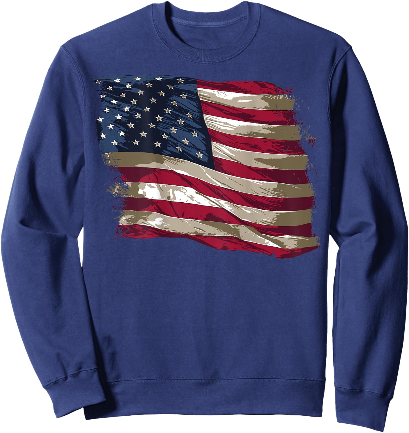 Vintage Distressed American Flag (Design on Back) Sweatshirt - Sweatshirt | Navy