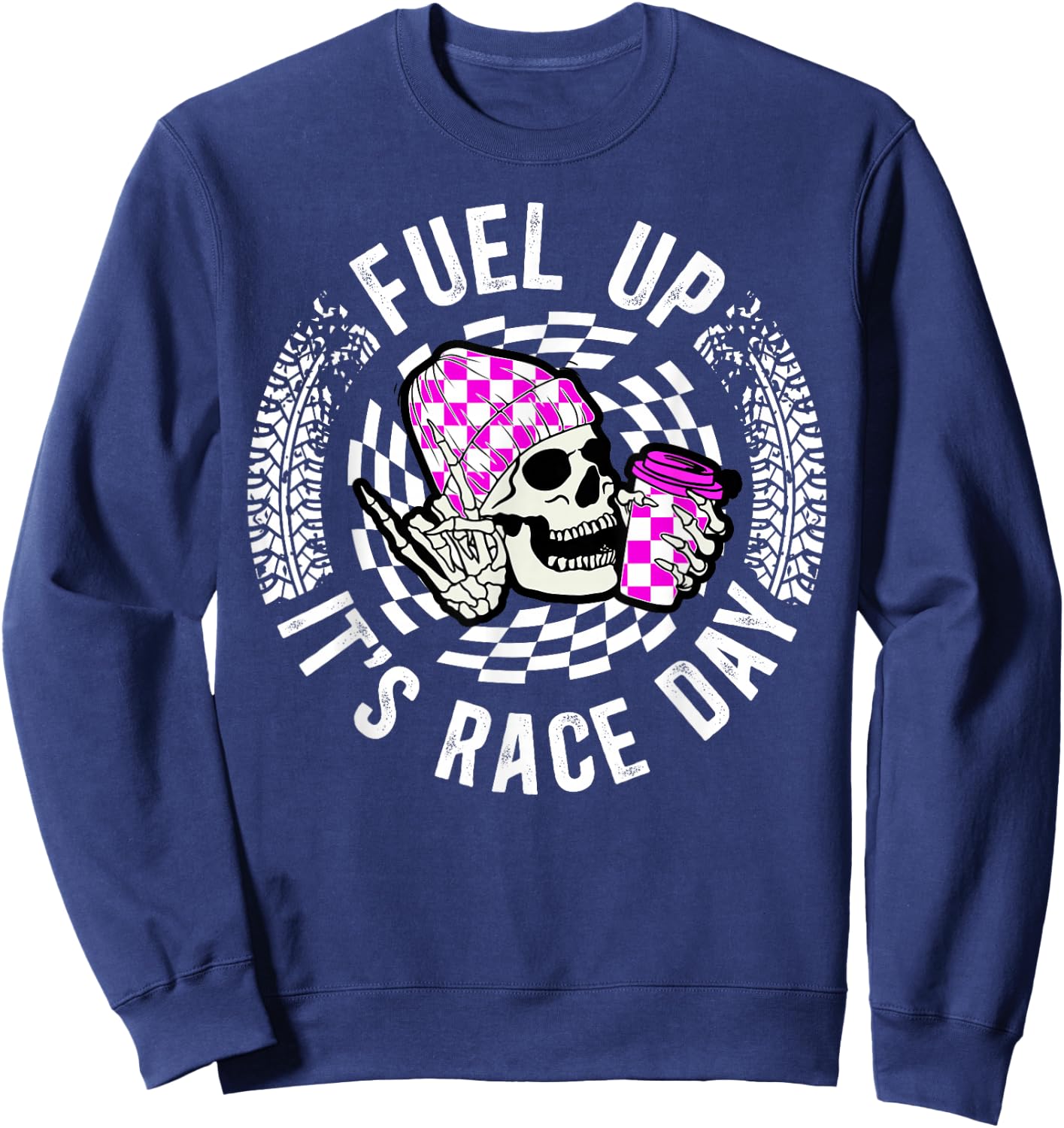 It's Race Day Racing Mom of A Racer Mother Racing Mama Sweatshirt - Sweatshirt | Navy