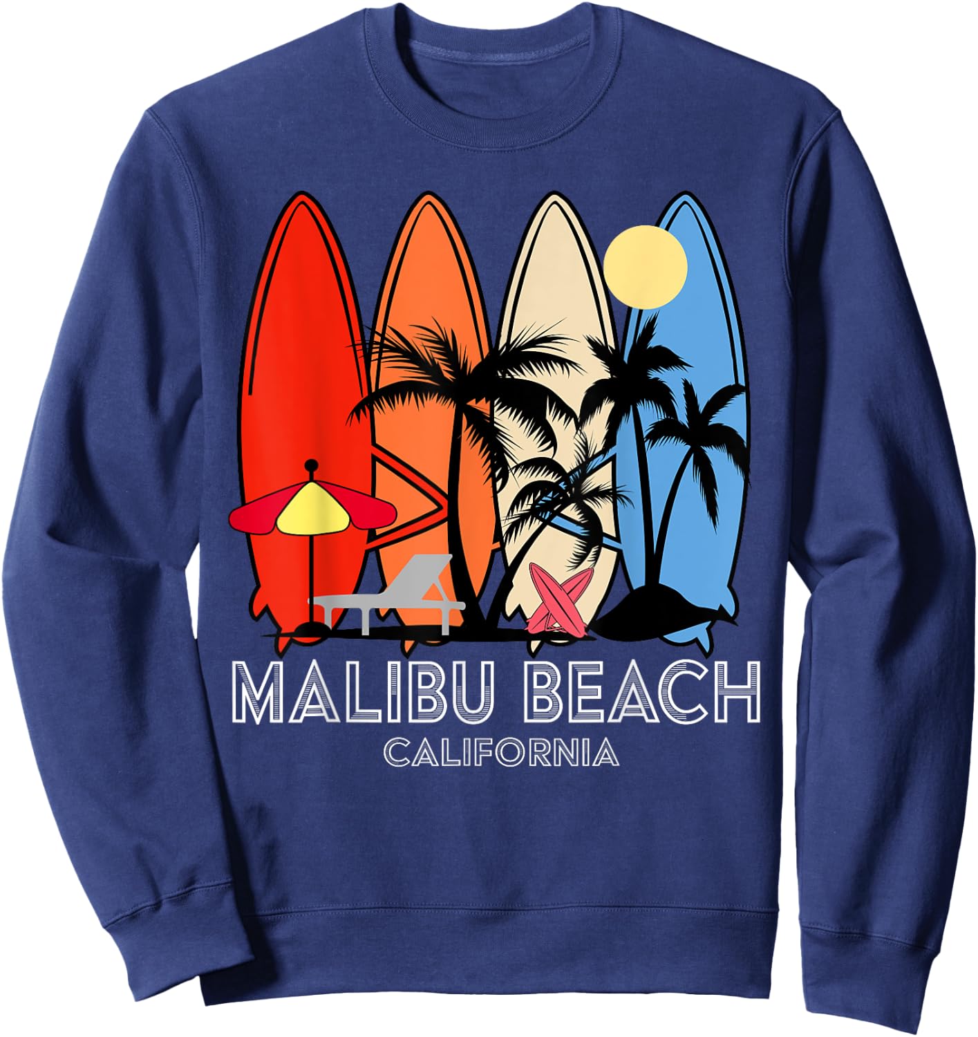 Malibu Beach California Retro Surfer Vintage Women Kids Sweatshirt - Sweatshirt | Navy