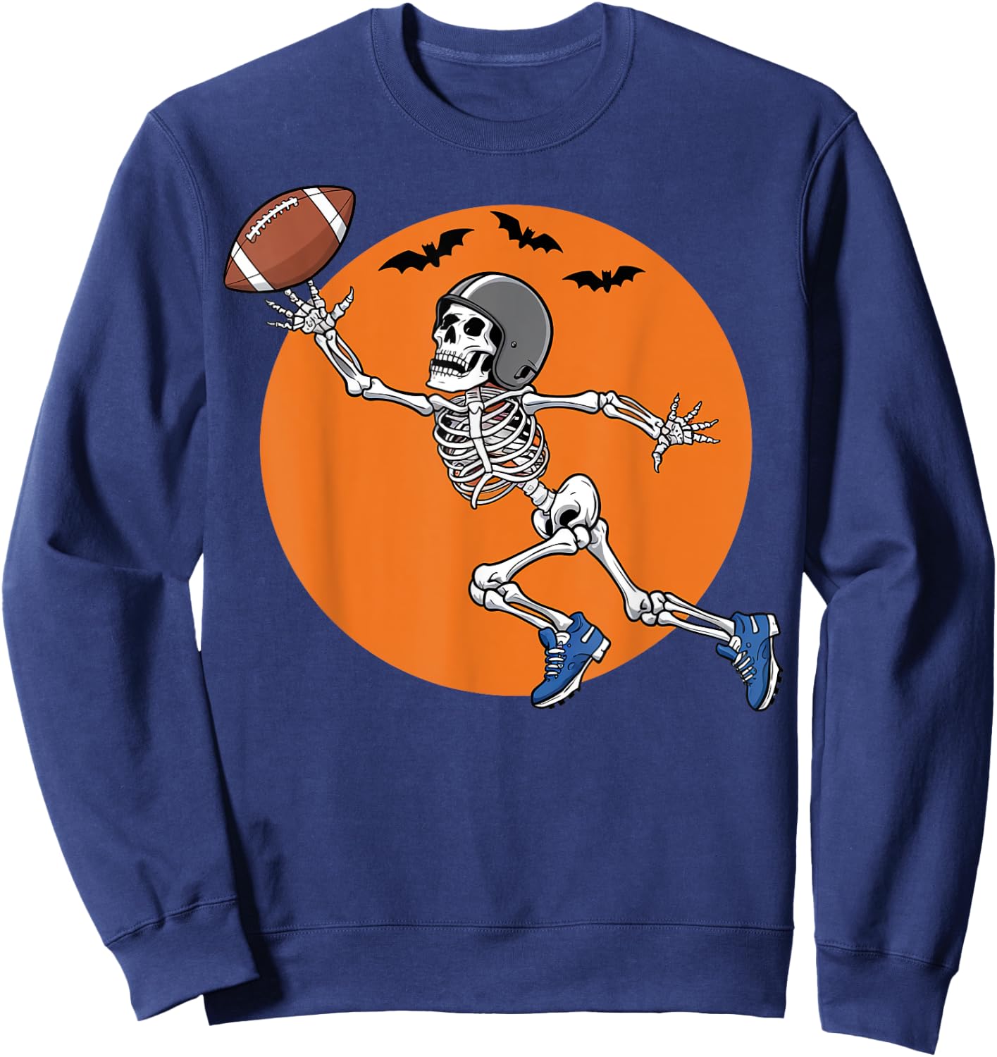American Football Skeleton Halloween Gifts Men Women Boys Sweatshirt - Sweatshirt | Navy