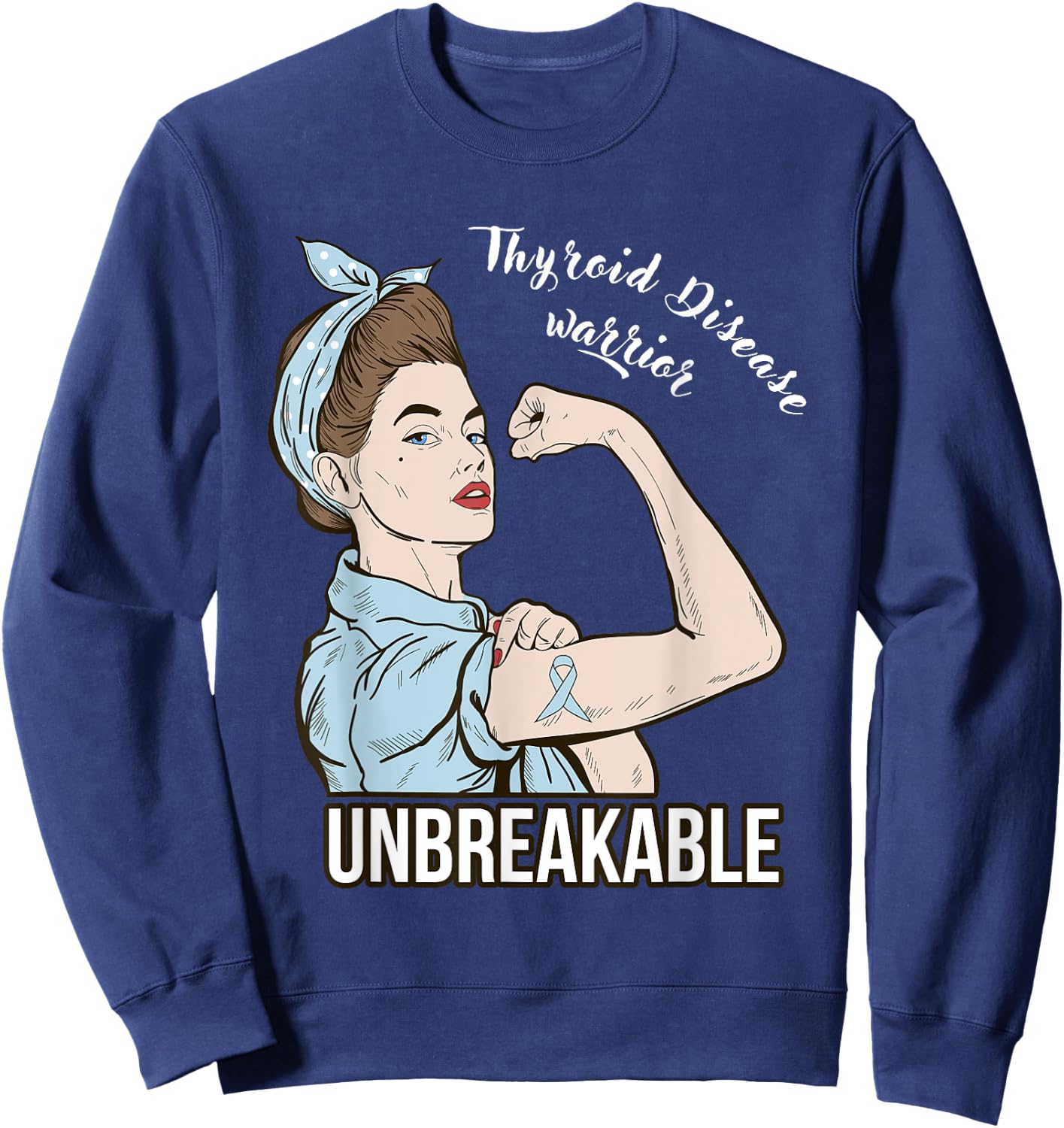 Thyroid Disease Awareness Warrior Fighter Support Sweatshirt - Sweatshirt | Navy