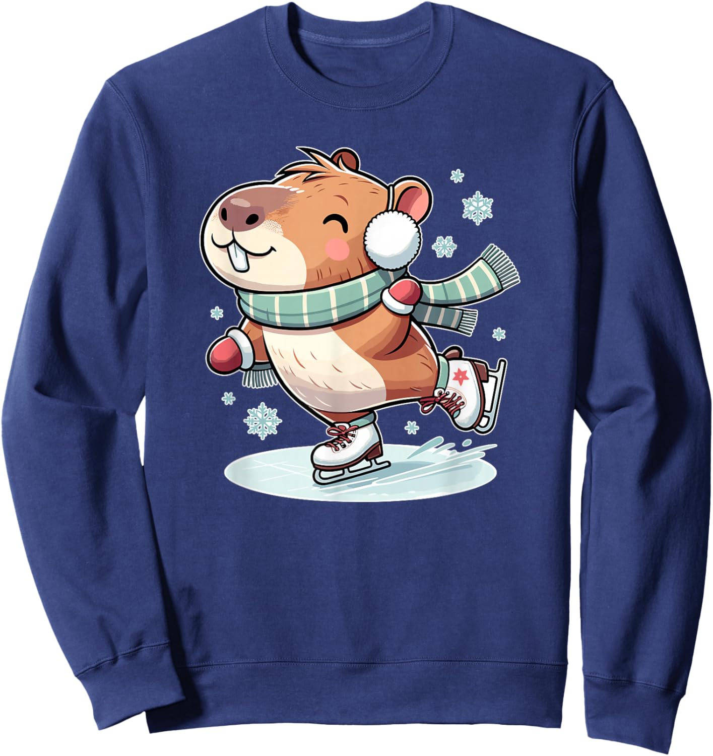 Amazing Ice Skating Capybara Costume for Capybara Holders Sweatshirt - Sweatshirt | Navy