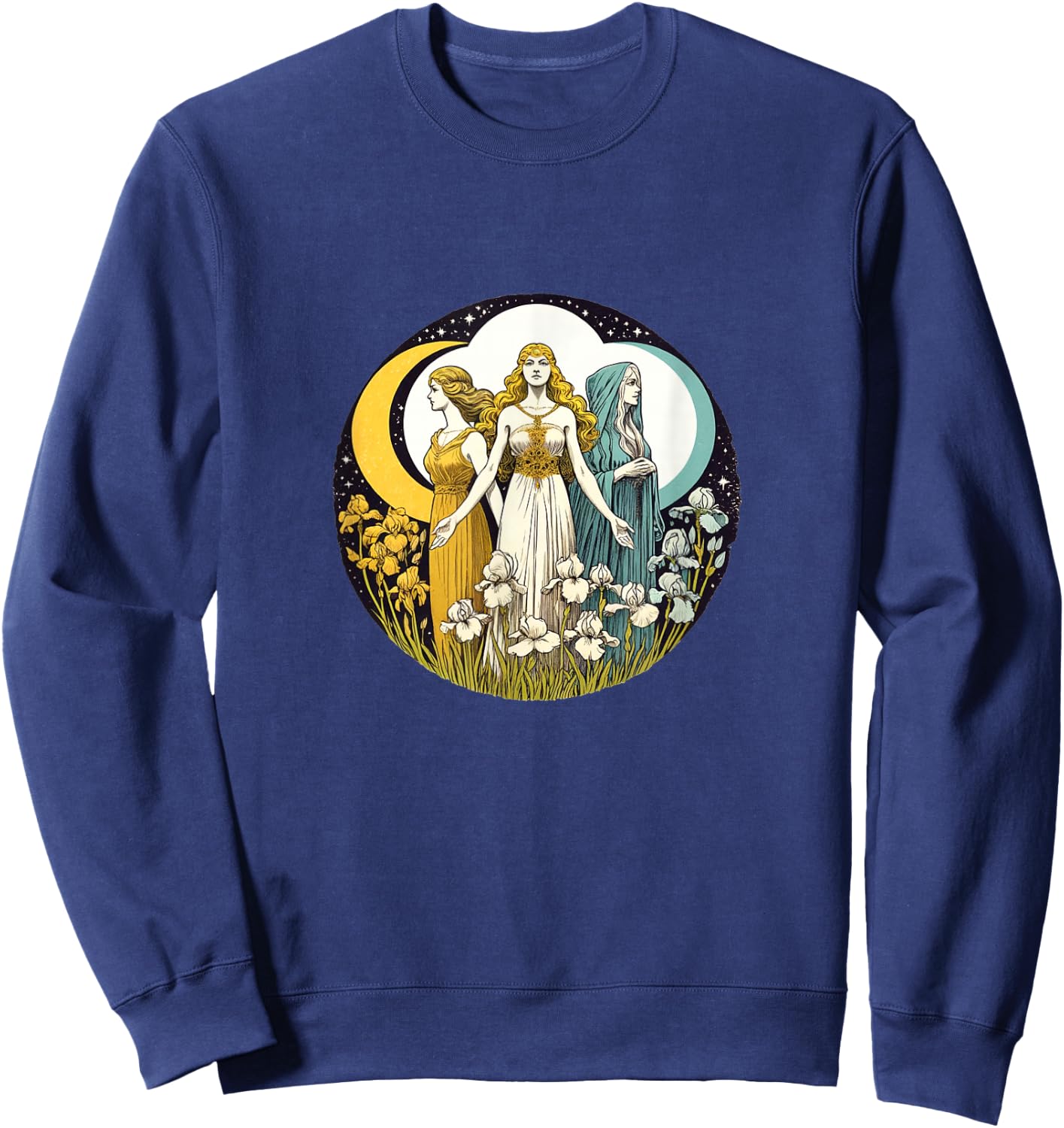 Triple Goddess Moon Goddesses maiden mother crone pagan Sweatshirt - Sweatshirt | Navy