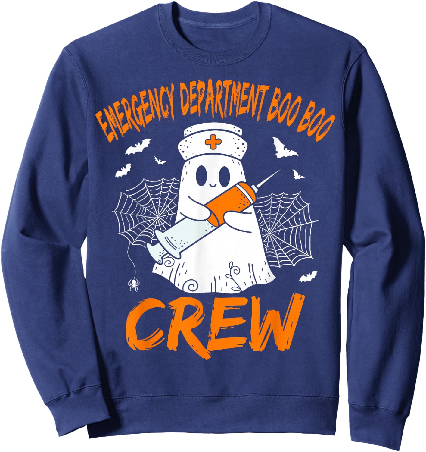 Emergency Department Boo Crew Ghost ER Nurse Halloween Sweatshirt - Sweatshirt | Navy