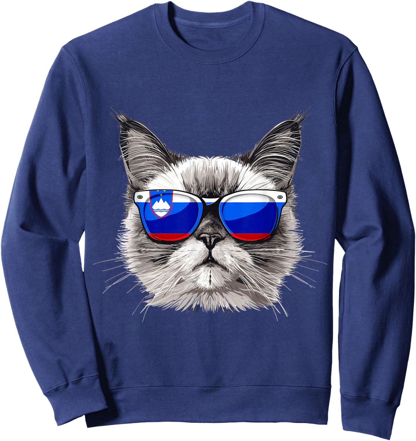 Slovenia Flag Cat Mom Souvenirs Products Kitten Slovenian Sweatshirt - Sweatshirt | Navy