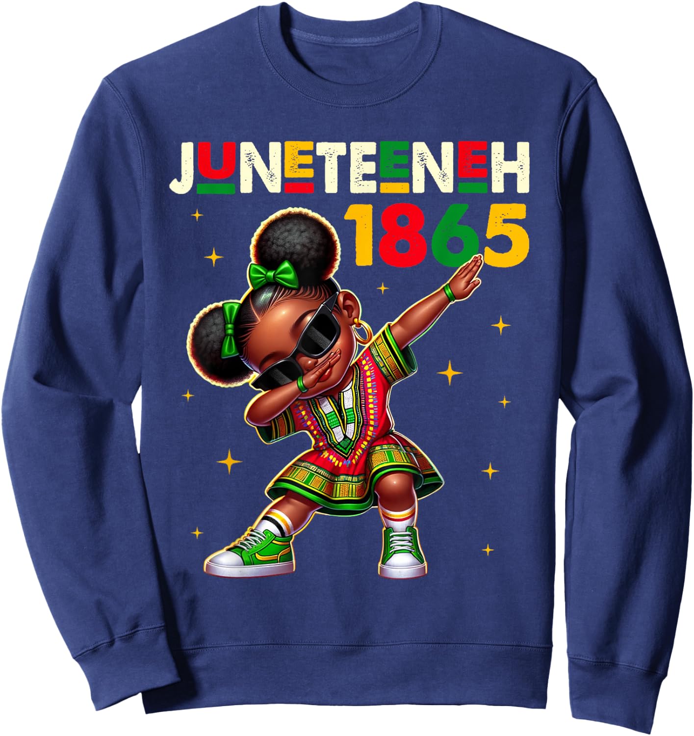 Juneteenth Dabbing Black Girls Queen Melanin Brown Skin Dab Sweatshirt - Sweatshirt | Navy