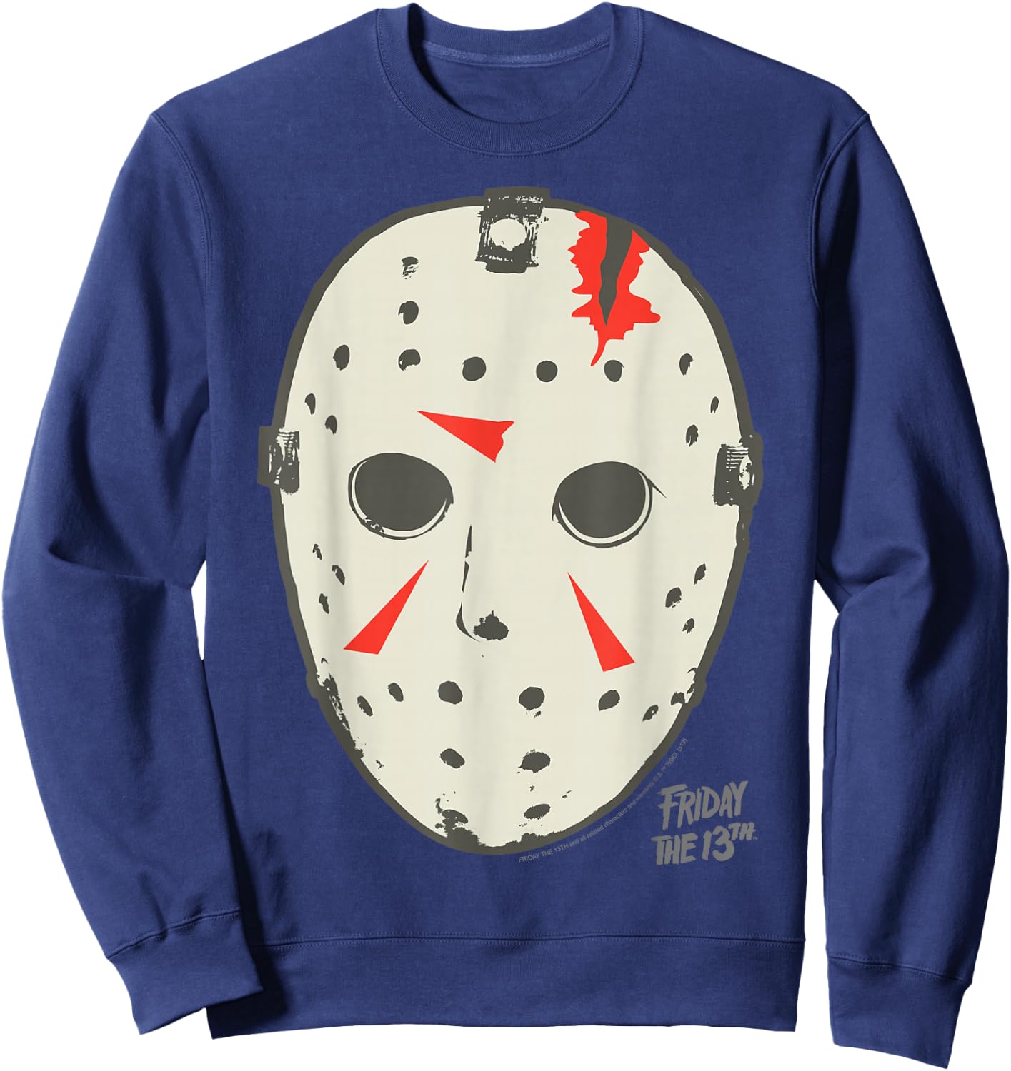 Friday The 13th Jason Damaged Mask Sweatshirt - Sweatshirt | Navy