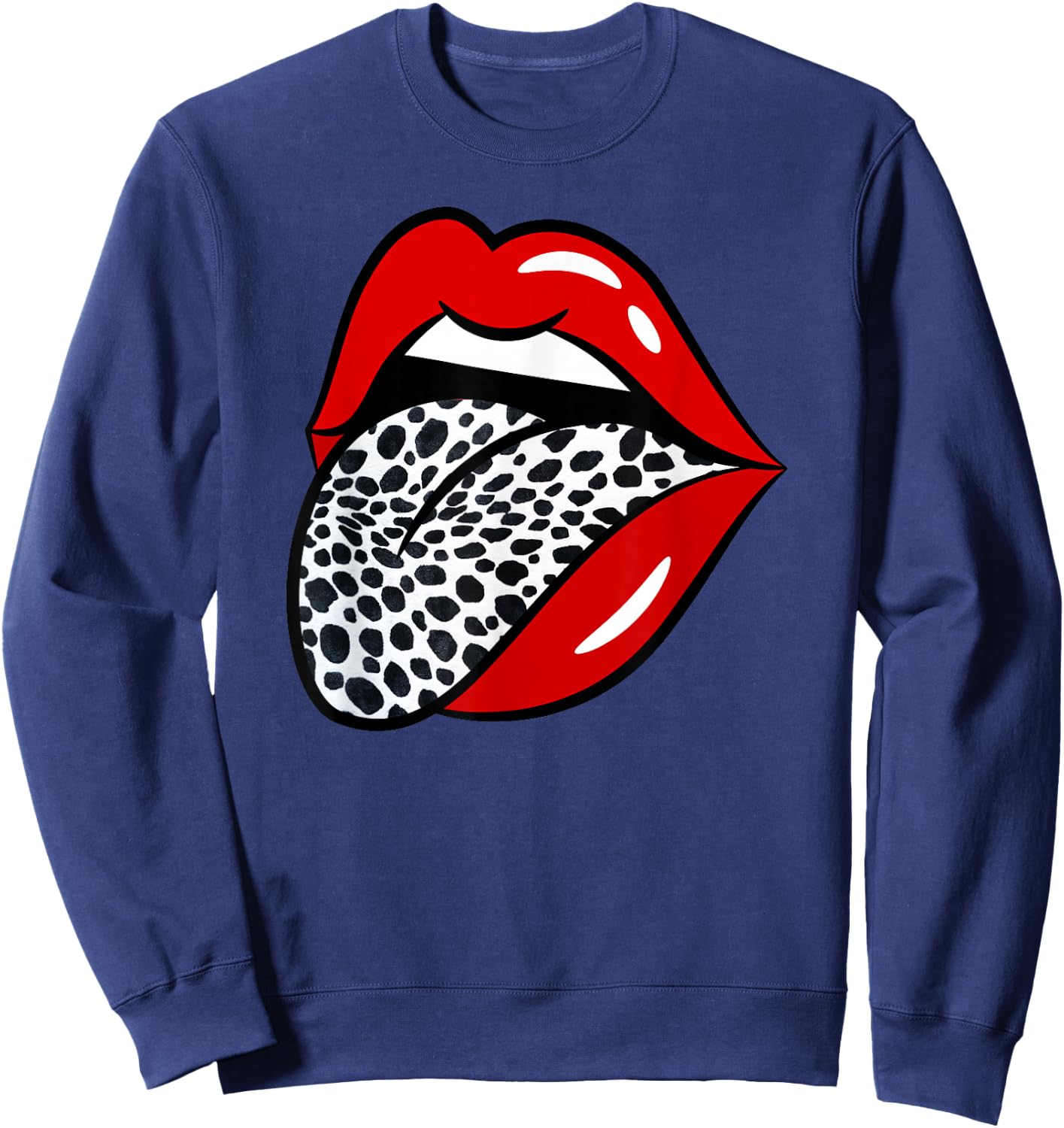 Red Lips Dalmatian Dog White Tongue Animal Pet Puppy Sweatshirt - Sweatshirt | Navy