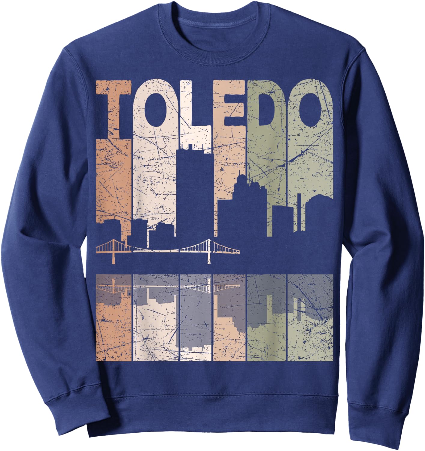 Toledo Vintage Toledo Ohio Retro Toledo Skyline , Small, Black Sweatshirt - Sweatshirt | Navy