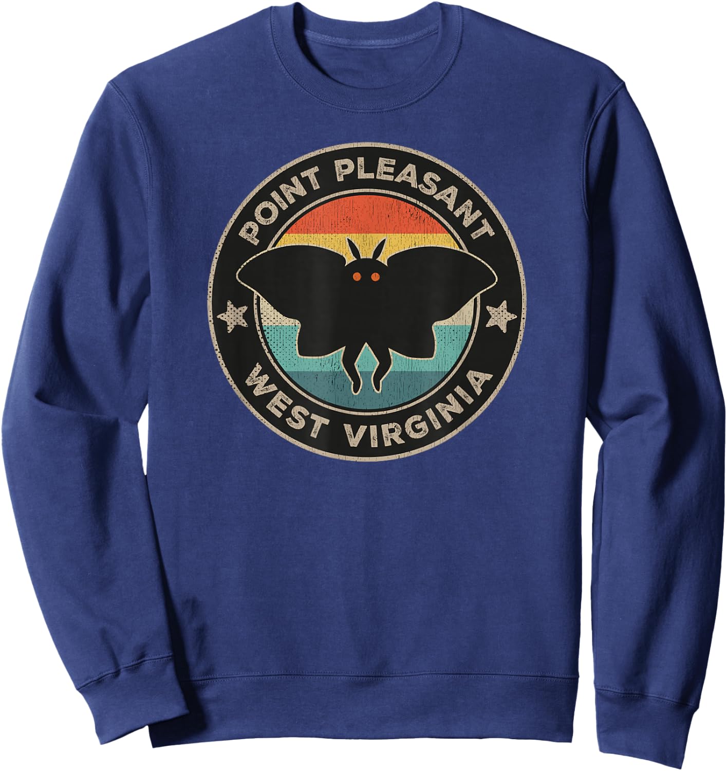 Point Pleasant WV Cryptids Cryptozoology Retro Funny Mothman Sweatshirt - Sweatshirt | Navy
