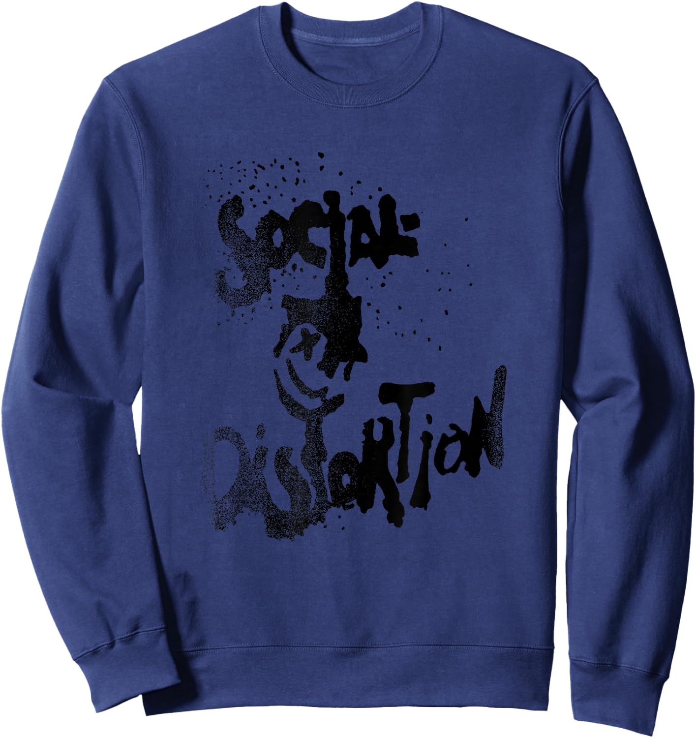 Official Social Distortion Black Splatter Smiley Sweatshirt - Sweatshirt | Navy