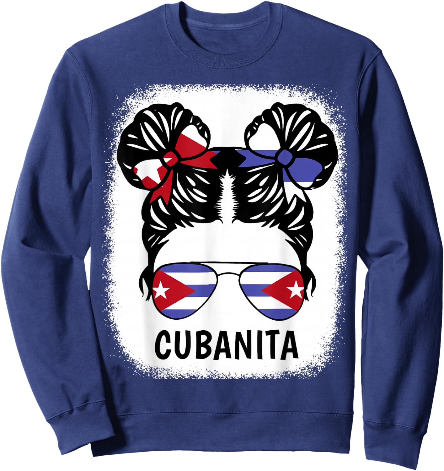 Cubanita Cuban Girl Cuba Flag Kids Women Hispanic Heritage Sweatshirt - Sweatshirt | Navy
