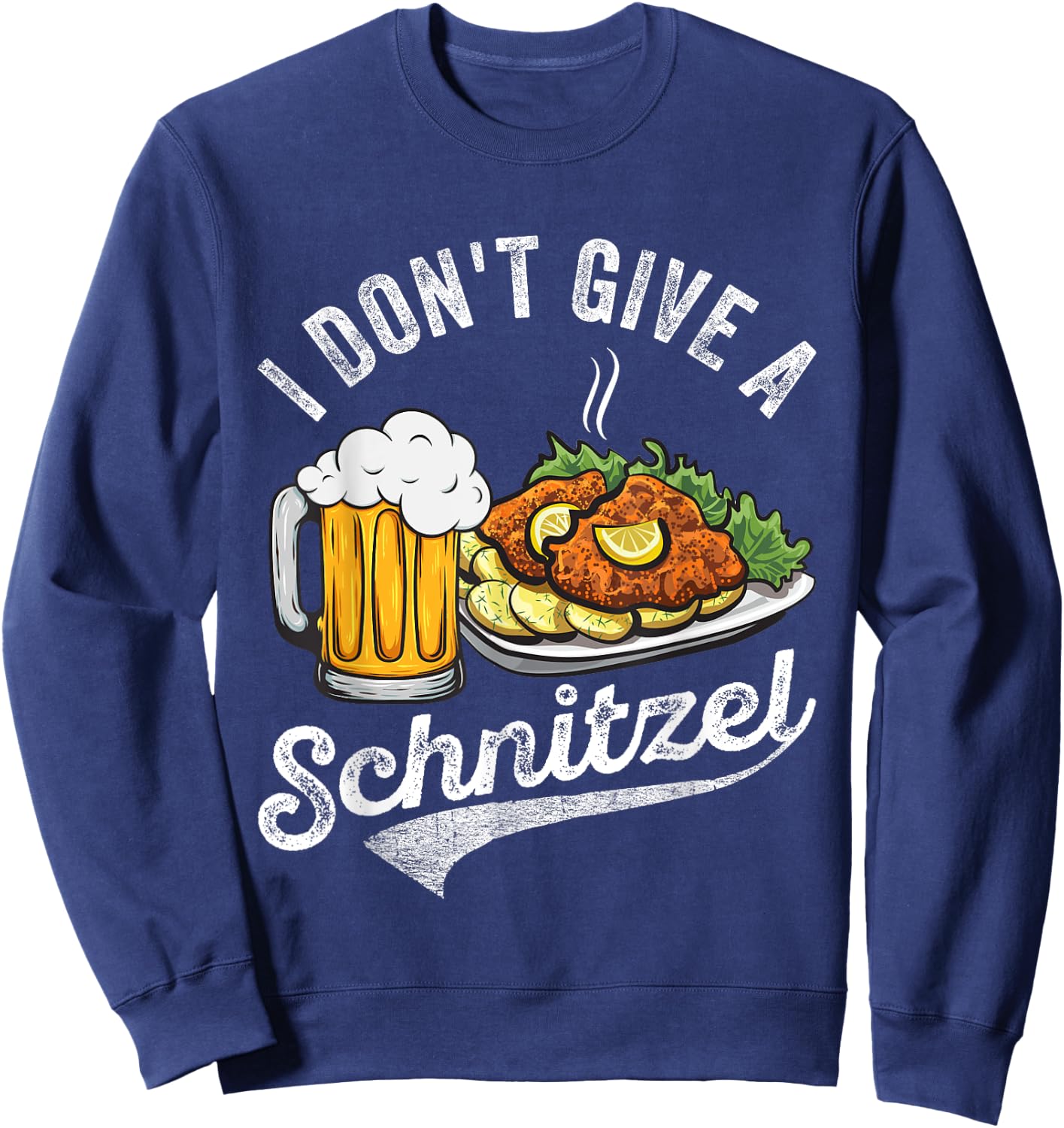 I Don't Give A Schnitzel German Beer Wurst Funny Oktoberfest Sweatshirt - Sweatshirt | Navy