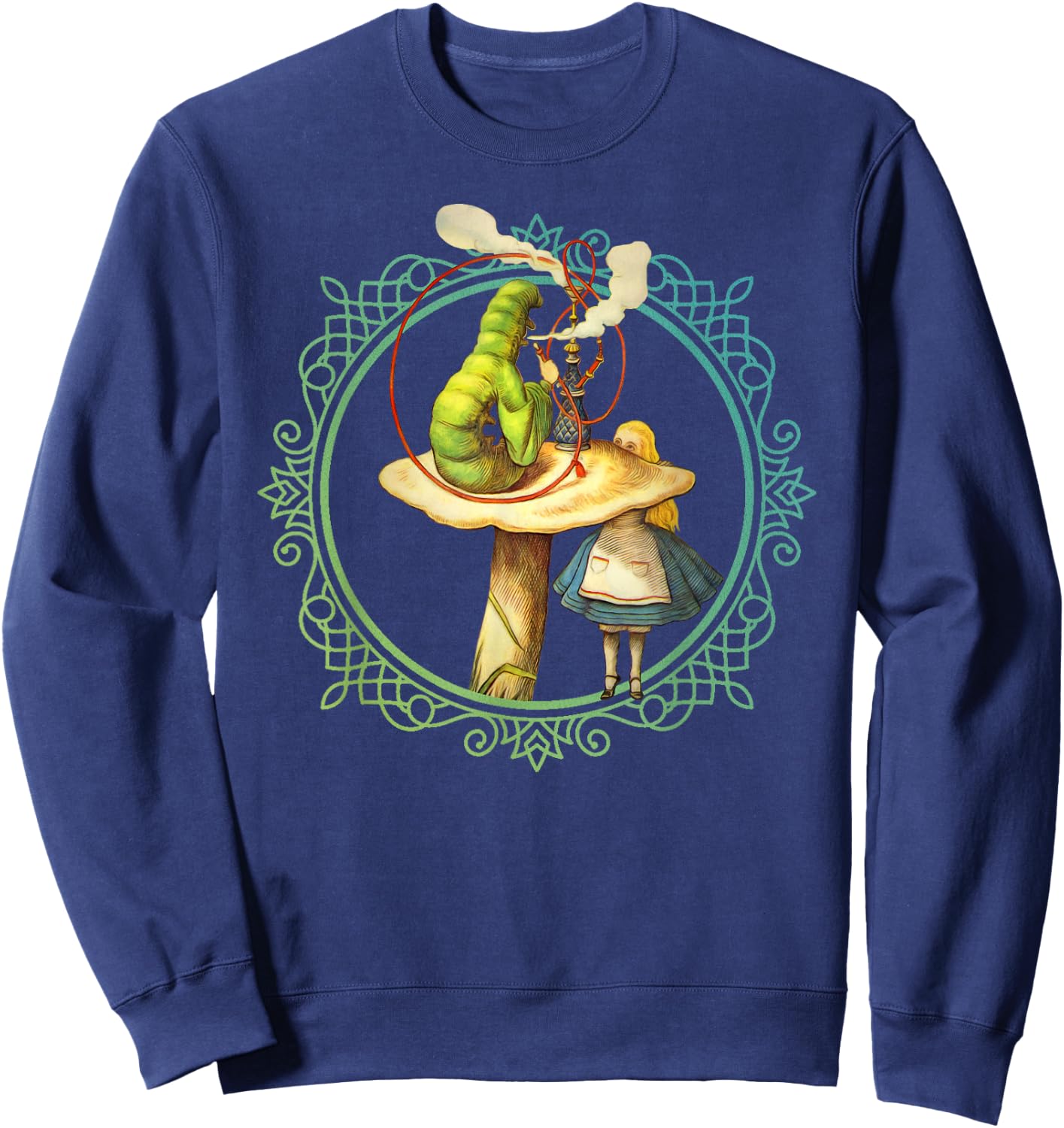 Alice and the Smoking Caterpillar - T Shirt Design Sweatshirt - Sweatshirt | Navy