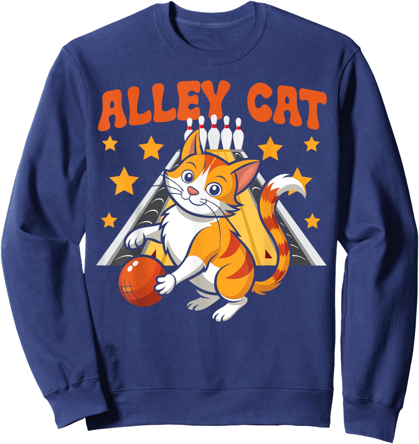 Funny Bowling Cat Pun Alley Cat Sweatshirt - Sweatshirt | Navy