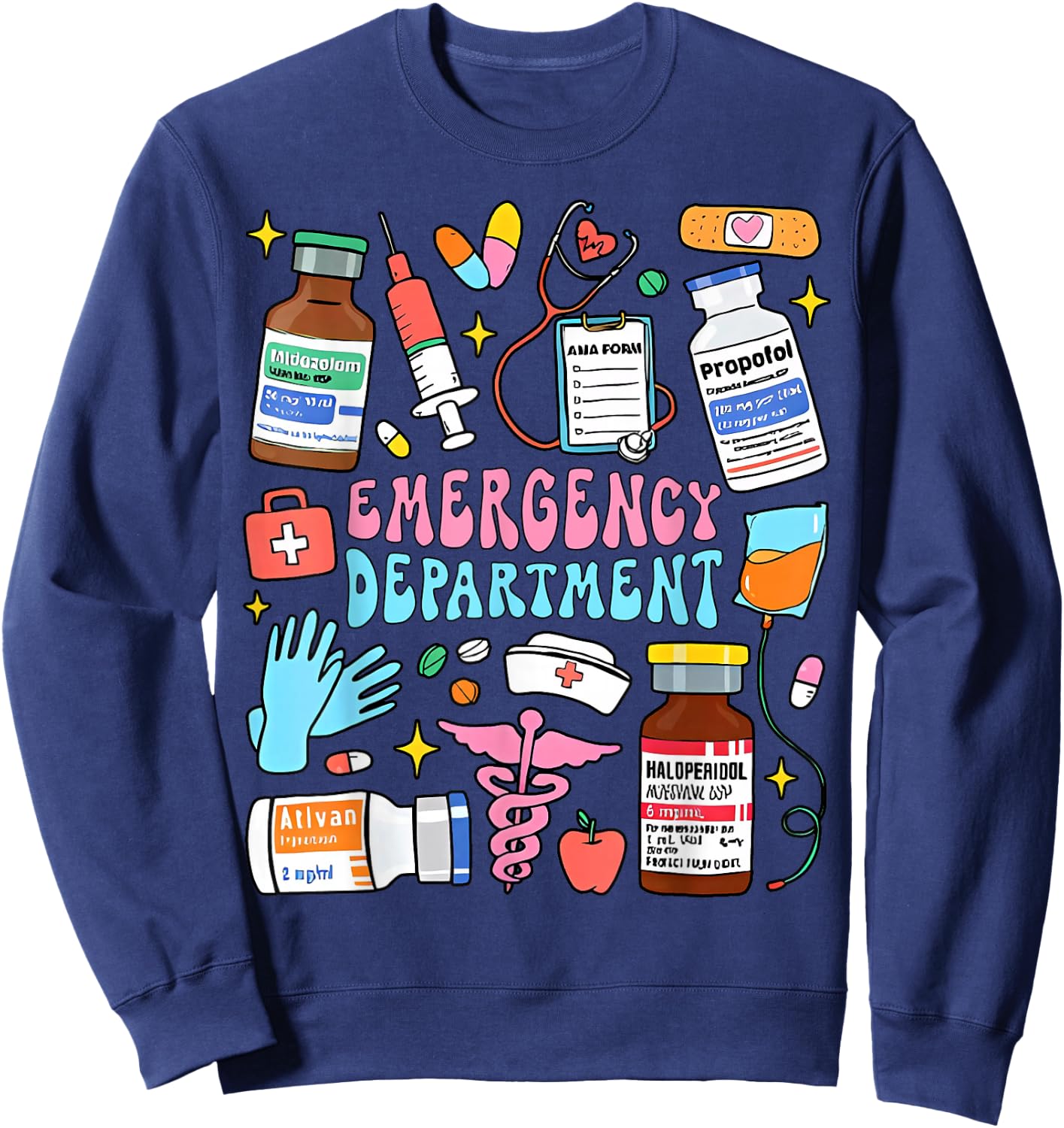 Retro Emergency Department Emergency Room ER ED Nurse Tech Sweatshirt - Sweatshirt | Navy