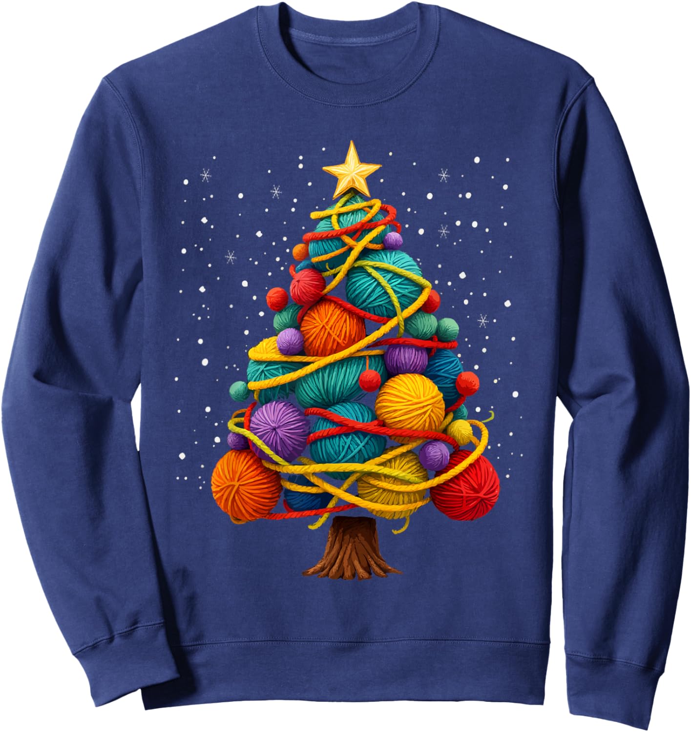 Yarn Christmas Tree Crochet Knitting Quilter Sewing Sweatshirt - Sweatshirt | Navy