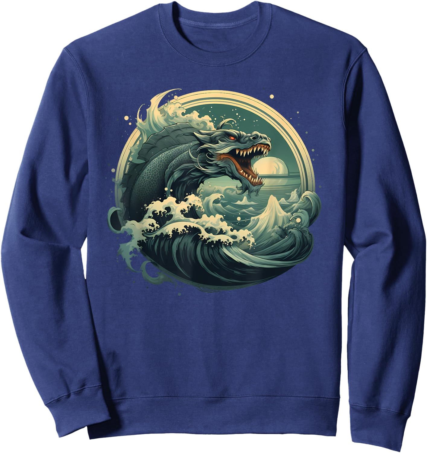 Leviathan Sea Monster Creature Cryptid Animal Ocean Graphic Sweatshirt - Sweatshirt | Navy