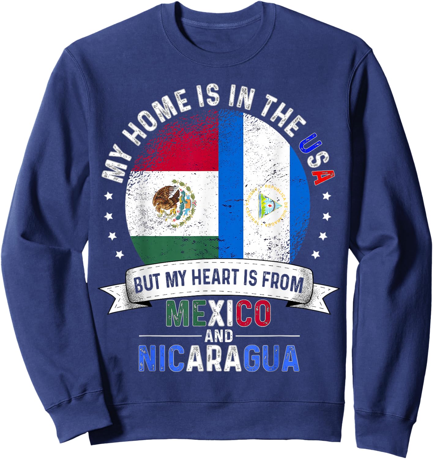 American Mexican Nicaraguan Flags USA Mexico Nicaragua Sweatshirt - Sweatshirt | Navy