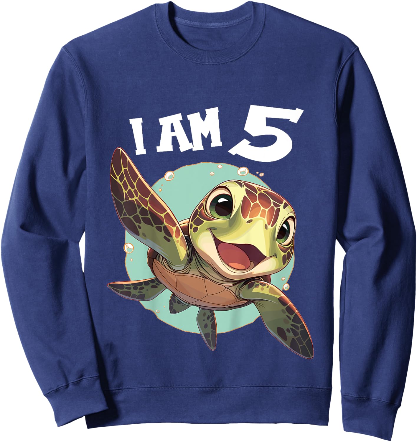 Kids 5 Years old 5 birthday Sea Turtles Boy Girl Sea Turtle Sweatshirt - Sweatshirt | Navy