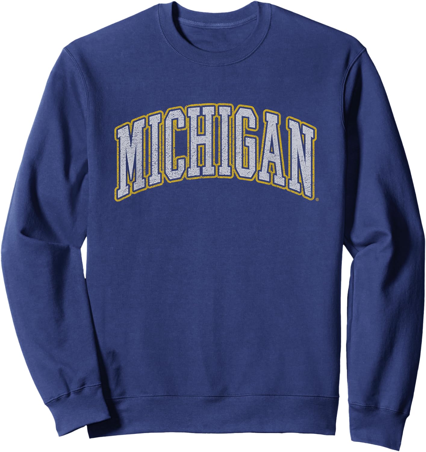 University of Michigan Wolverines U of M Distressed School Sweatshirt - Sweatshirt | Navy