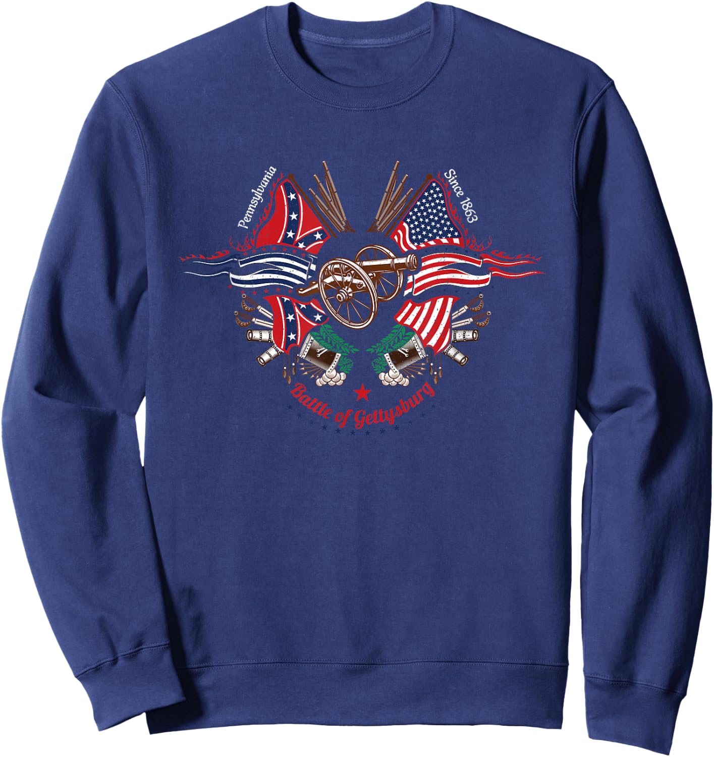 Vintage American Civil War Gettysburg Pennsylvania Souvenir Sweatshirt - Sweatshirt | Navy