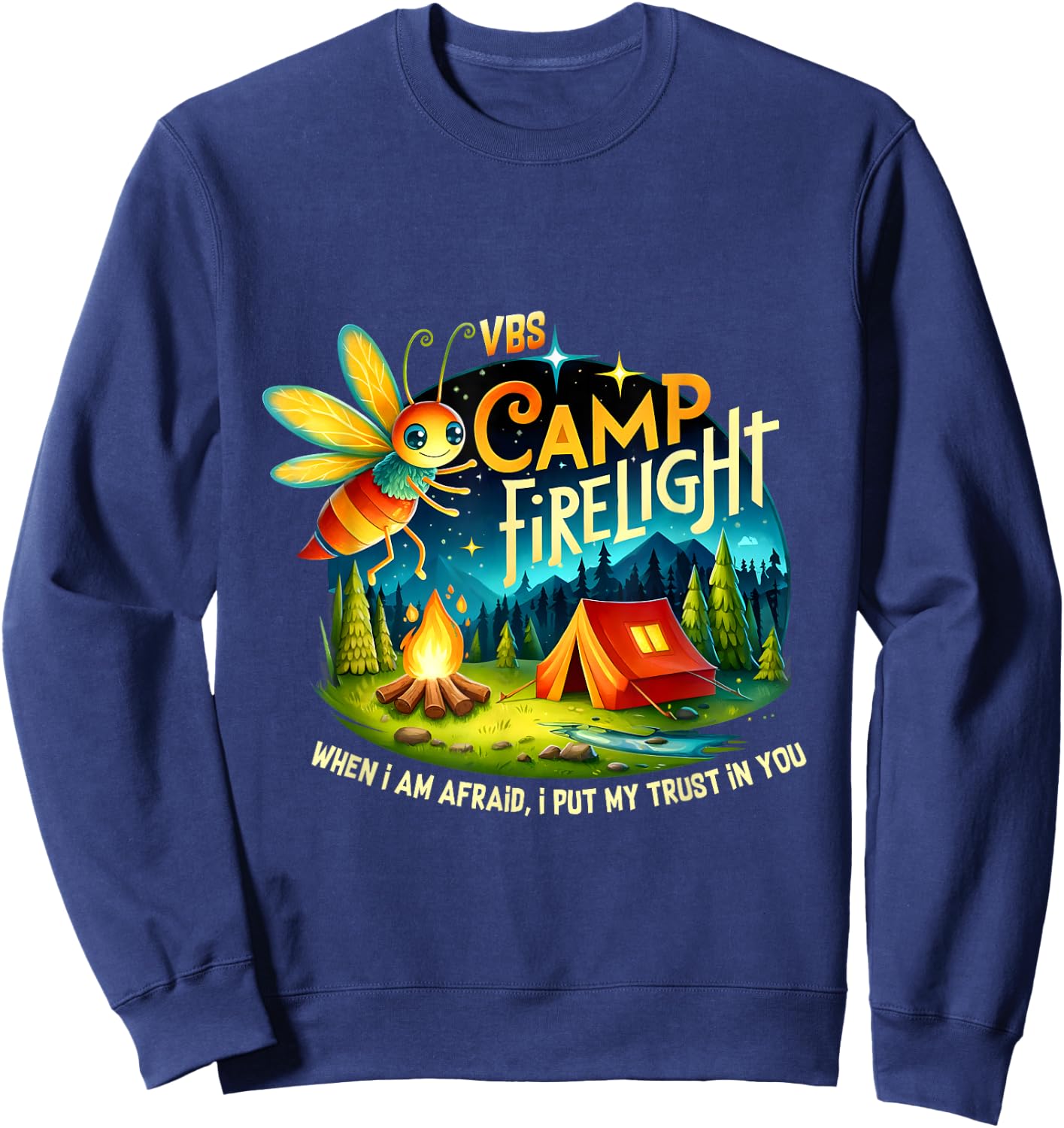 VBS Camp Firework 2024 Camp Firelight Vacation Bible School Sweatshirt - Sweatshirt | Navy