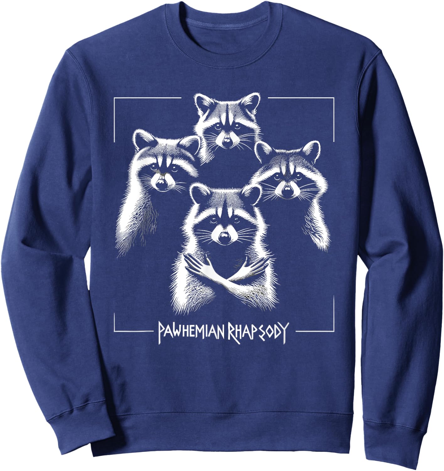Retro Raccoon Rock Music Concert Band Novelty Funny Raccoon Sweatshirt - Sweatshirt | Navy