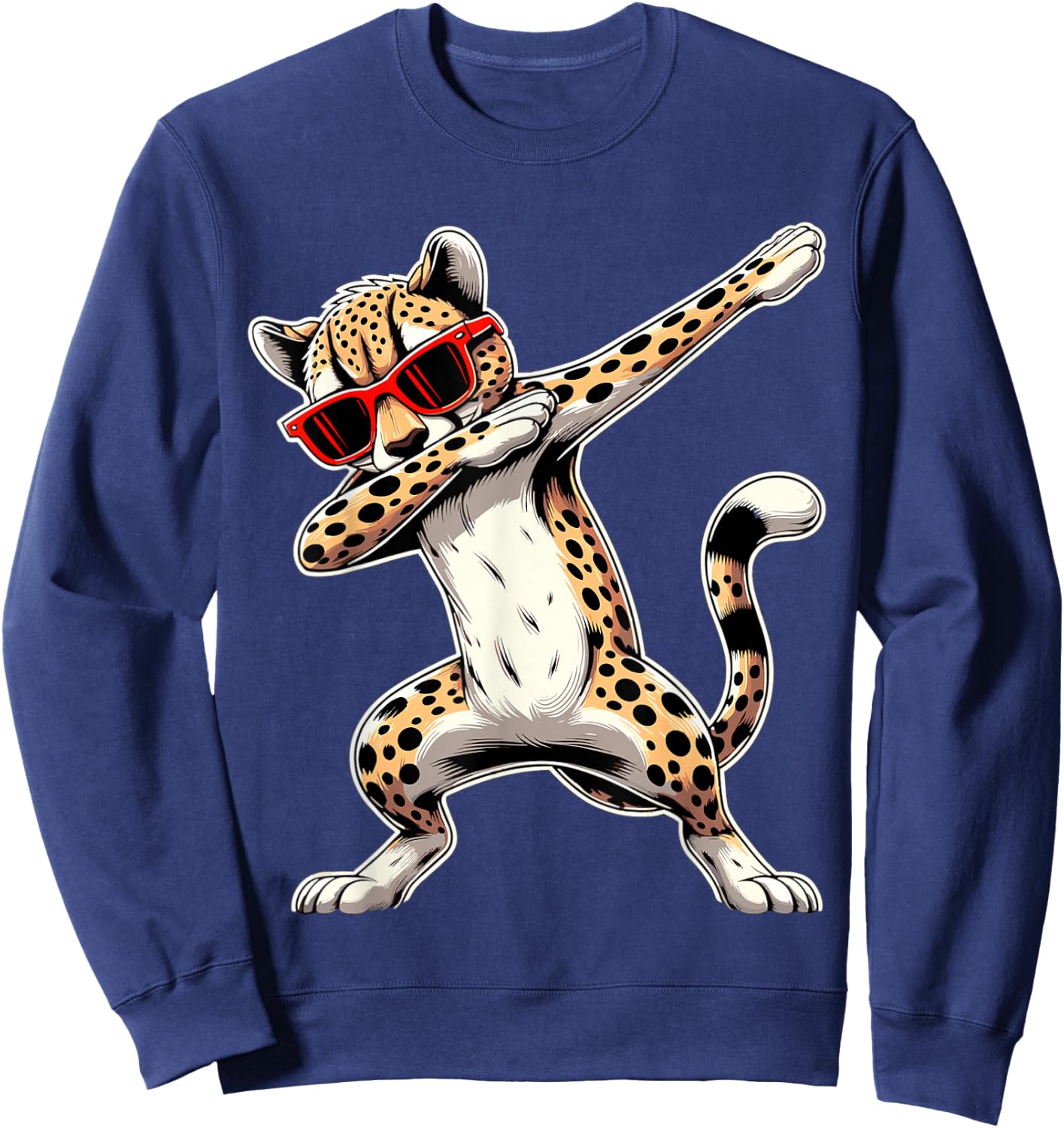 Dabbing Cheetah Sunglasses Animal Cheetah Sweatshirt - Sweatshirt | Navy