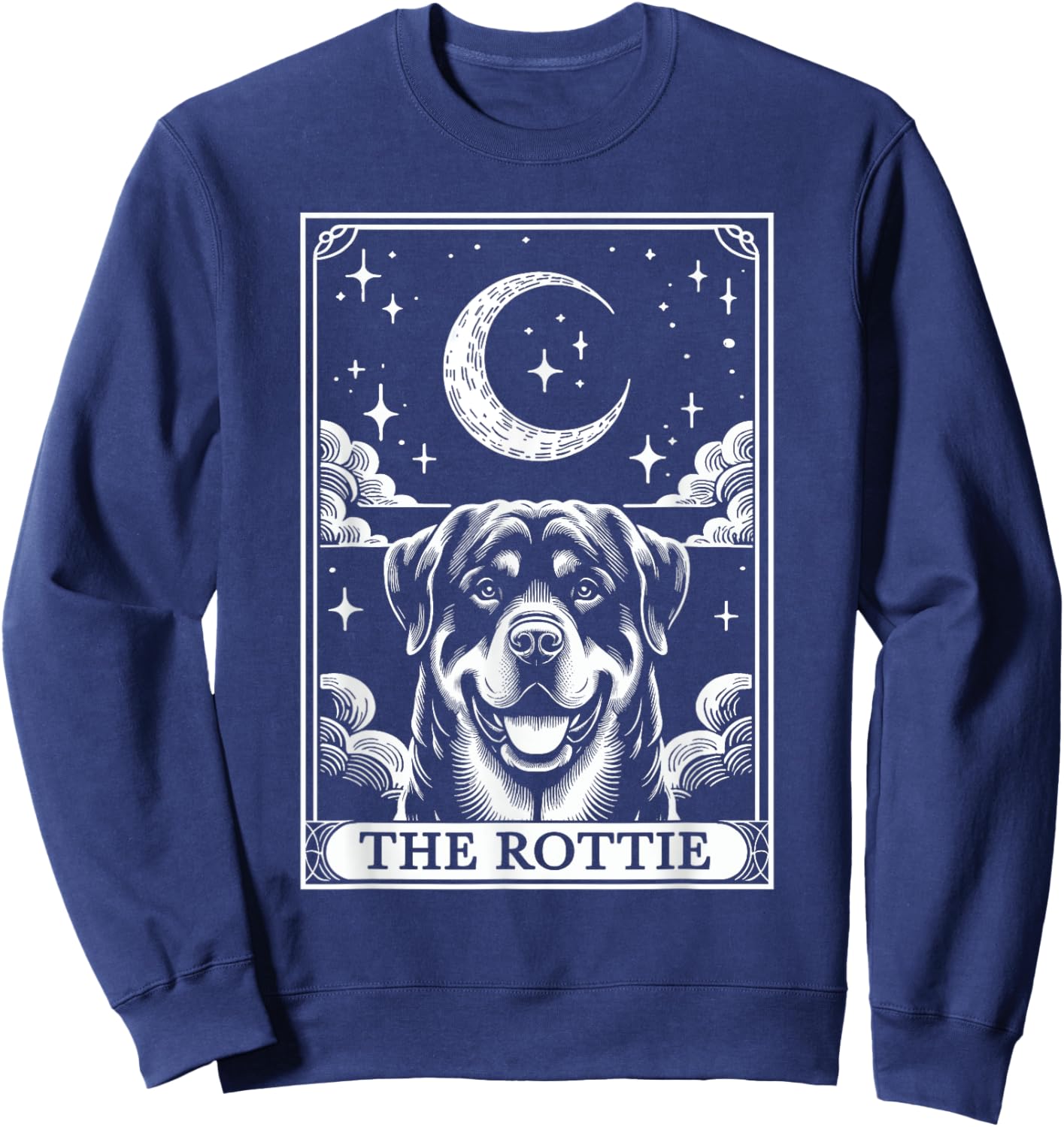 Tarot Card Vintage Crescent Moon Rottweiler Rottie Dog Mom Women Kids Sweatshirt - Sweatshirt | Navy