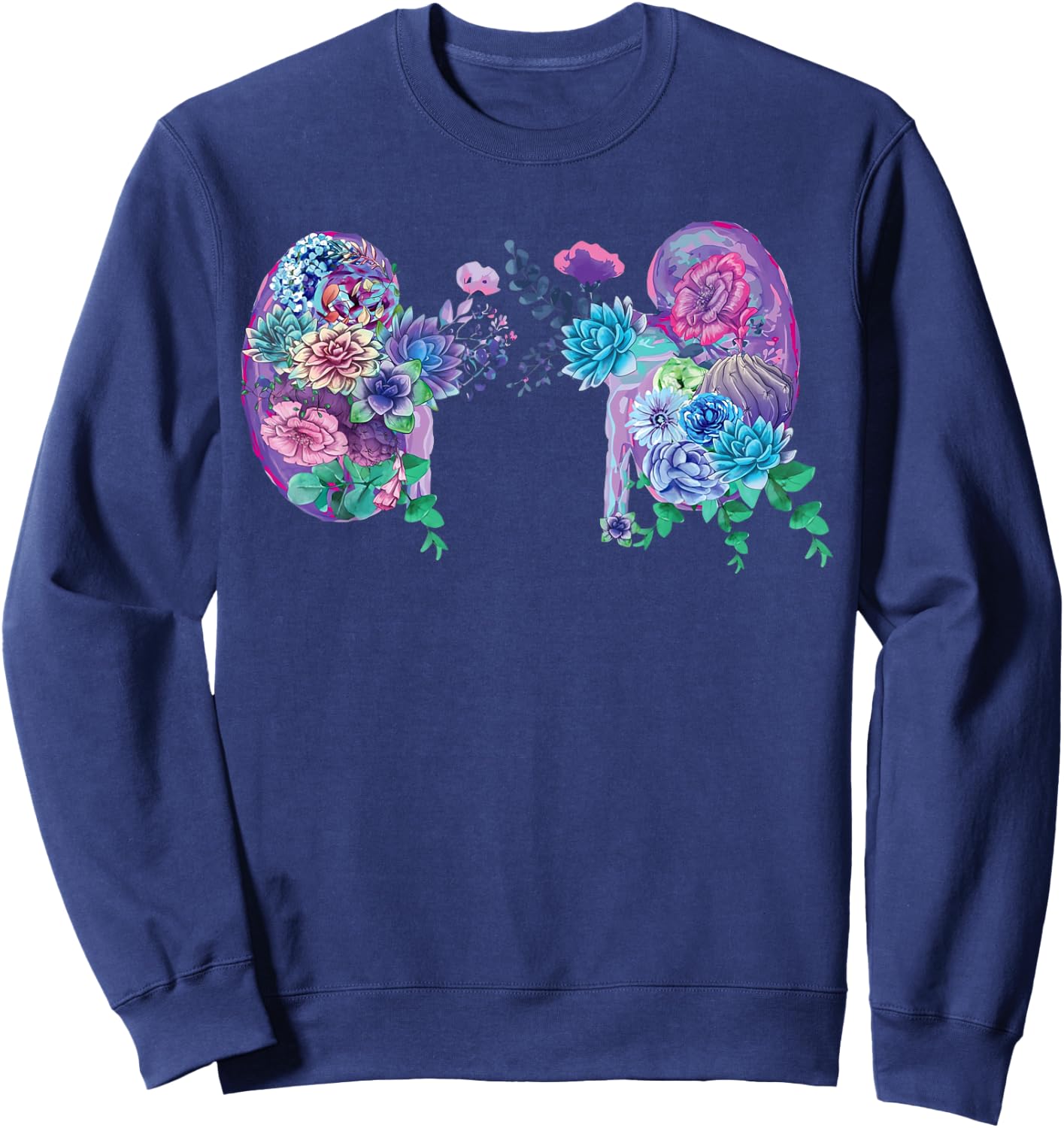 Succulent Kidney Floral Anatomical Kidneys Medical Anatomy Sweatshirt - Sweatshirt | Navy