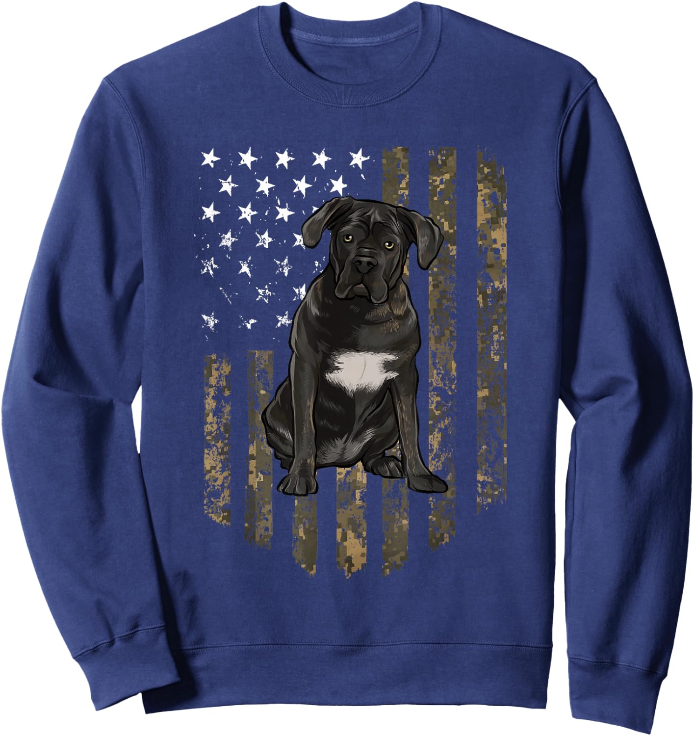 Camo American Flag Cane Corso 4th Of July USA Sweatshirt - Sweatshirt | Navy