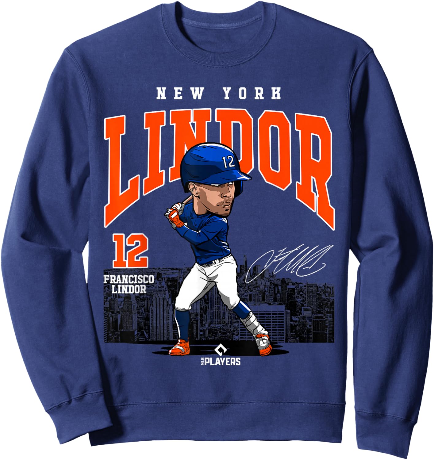 Francisco Lindor | New York Baseball MLB Player | MLBLIN4009 Sweatshirt - Sweatshirt | Navy